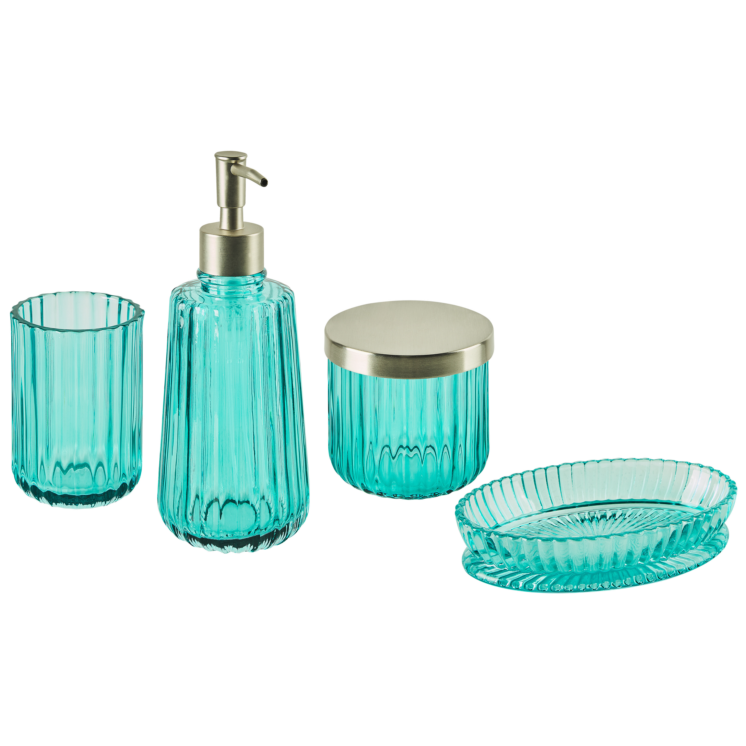 Badkamerset set van 4 glas blauw TECATE