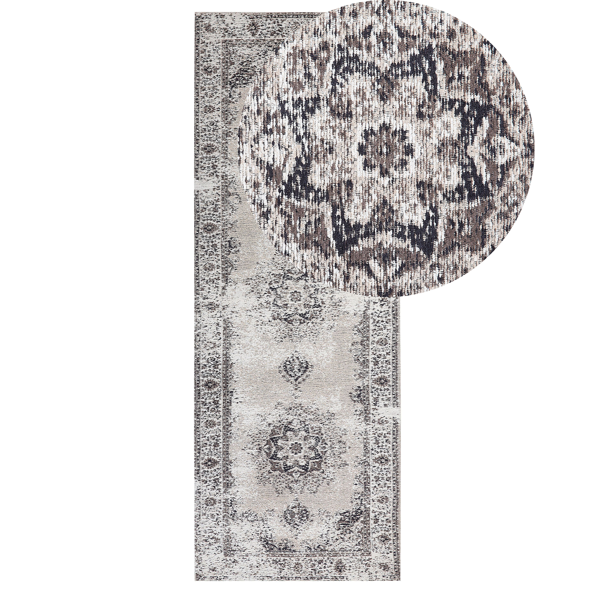 Vloerkleed vintage beige/grijs 60 x 180 cm ALMUS