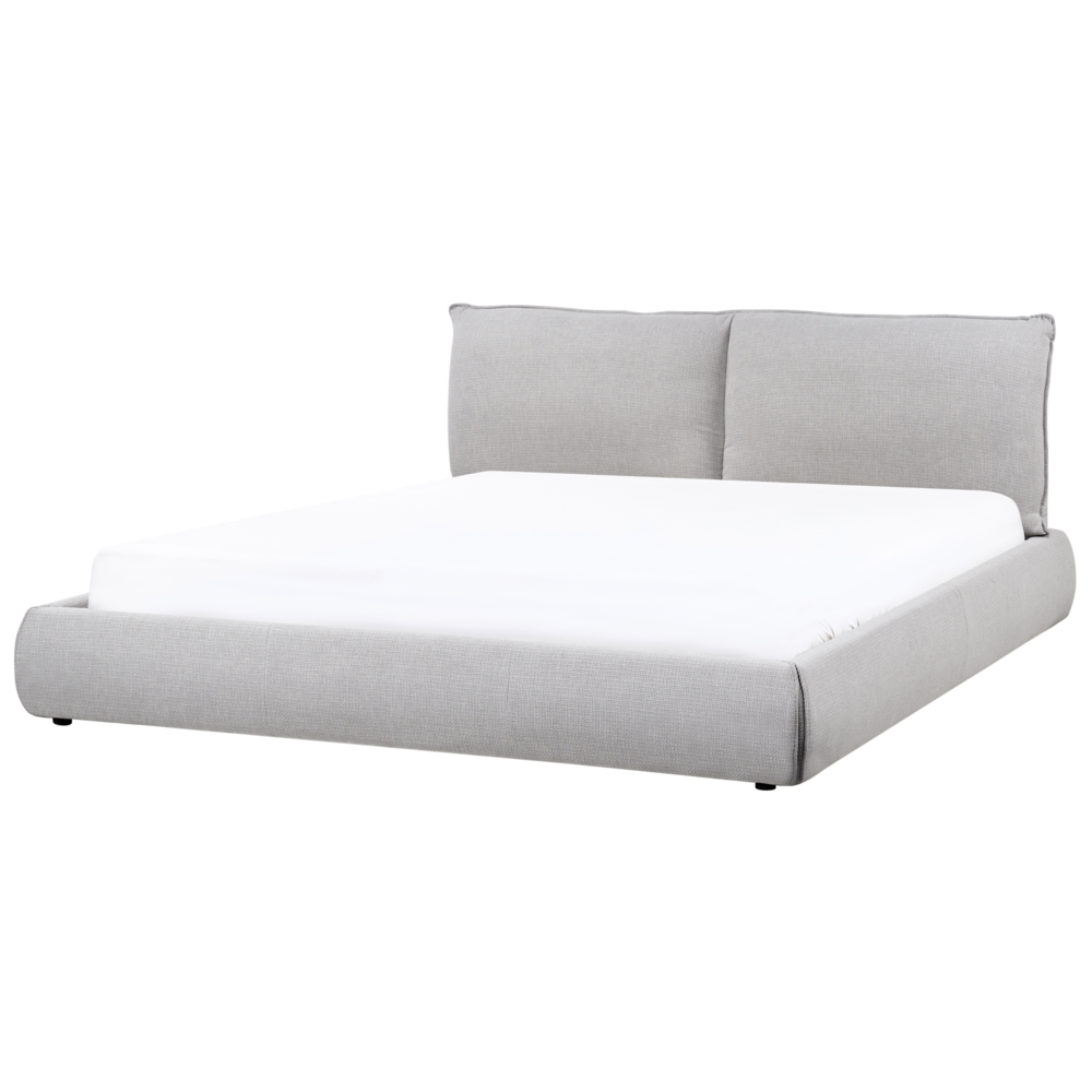 Letto matrimoniale imbottito in tessuto grigio chiaro 180 x 200 cm stile classico camera da letto