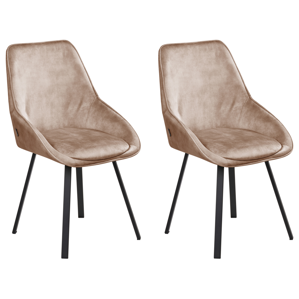 Set di 2 sedie da pranzo in velluto beige con gambe in ferro nero girevoli a 180° moderne sedie imbottite