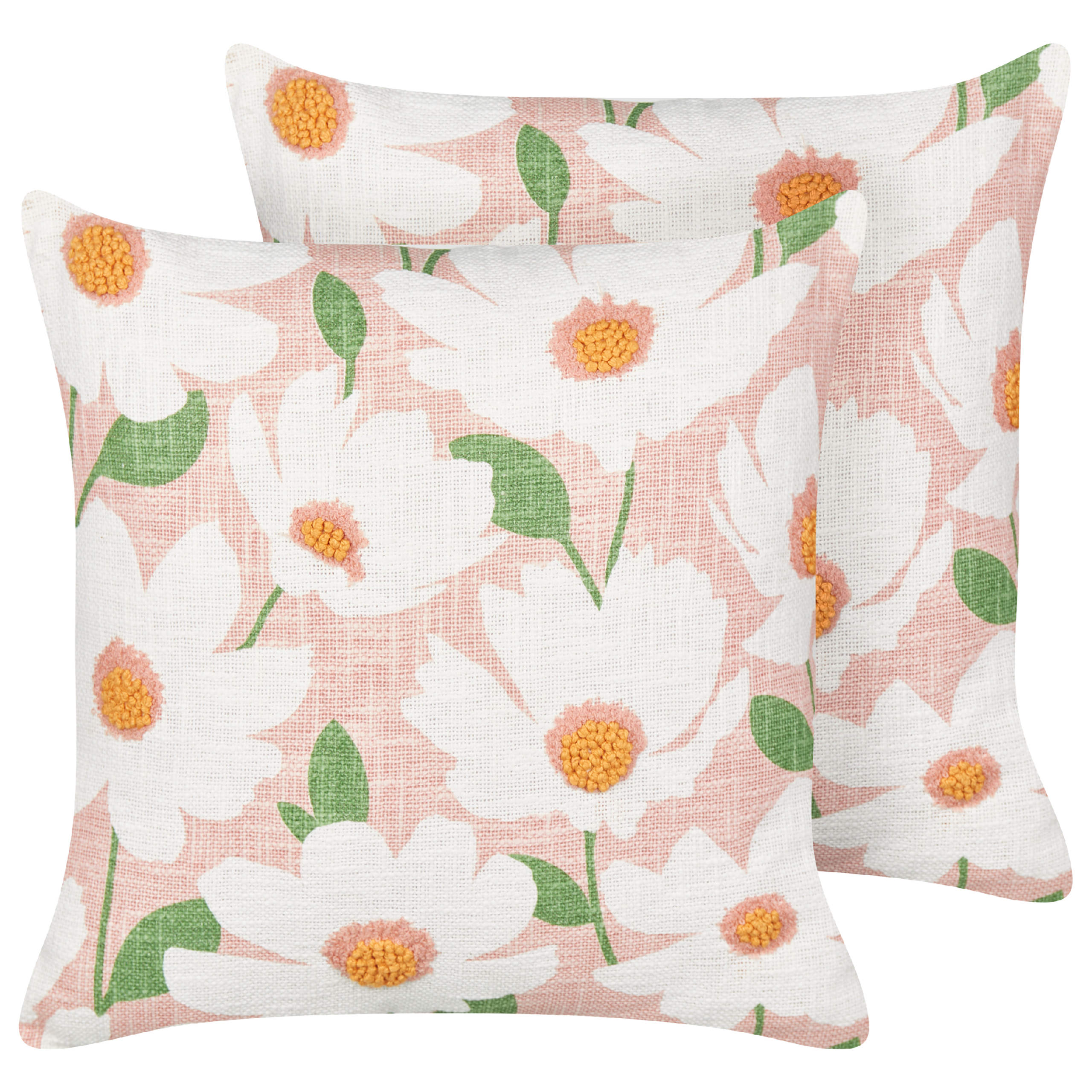 Set van 2 kussens Blokprint Katoen Roze JATROPHA 45 x 45 cm