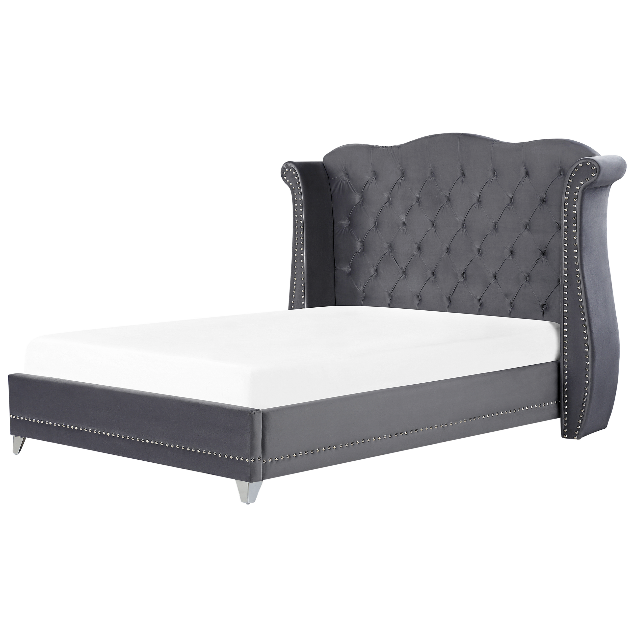 Bed fluweel grijs 180 x 200 cm AYETTE