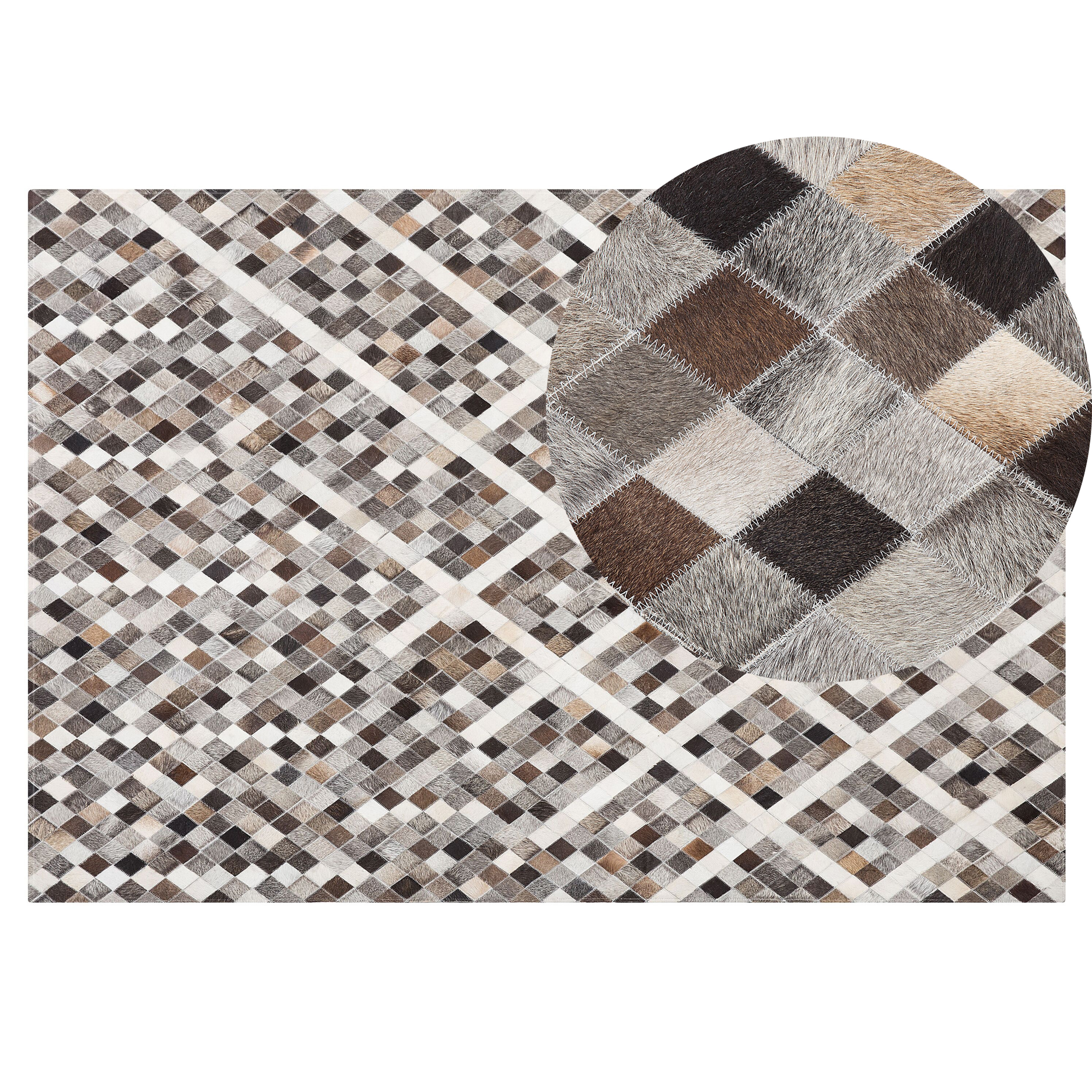 Vloerkleed patchwork grijs/bruin 140 x 200 cm AKDERE