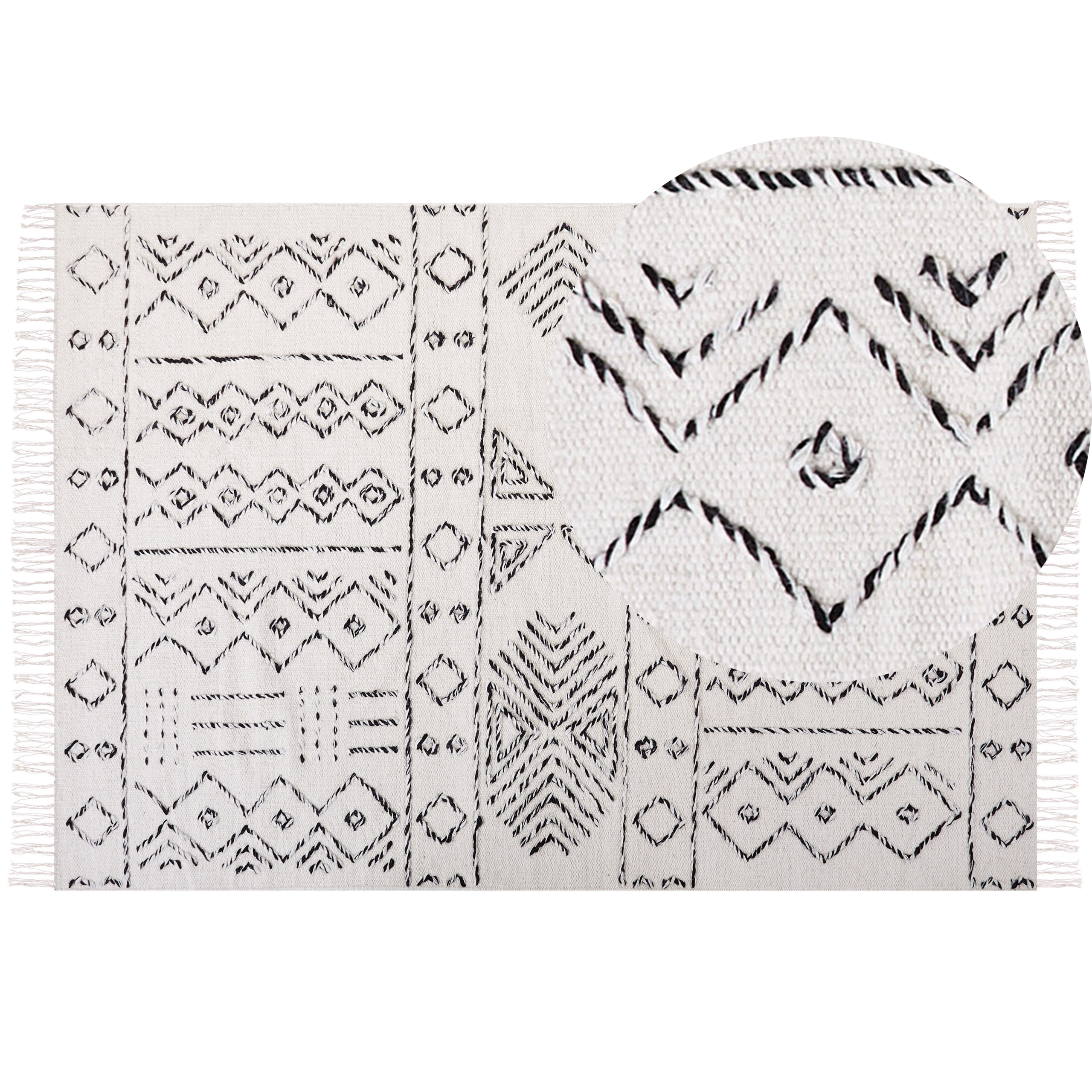 Vloerkleed wol wit/zwart 160 x 230 cm ALKENT