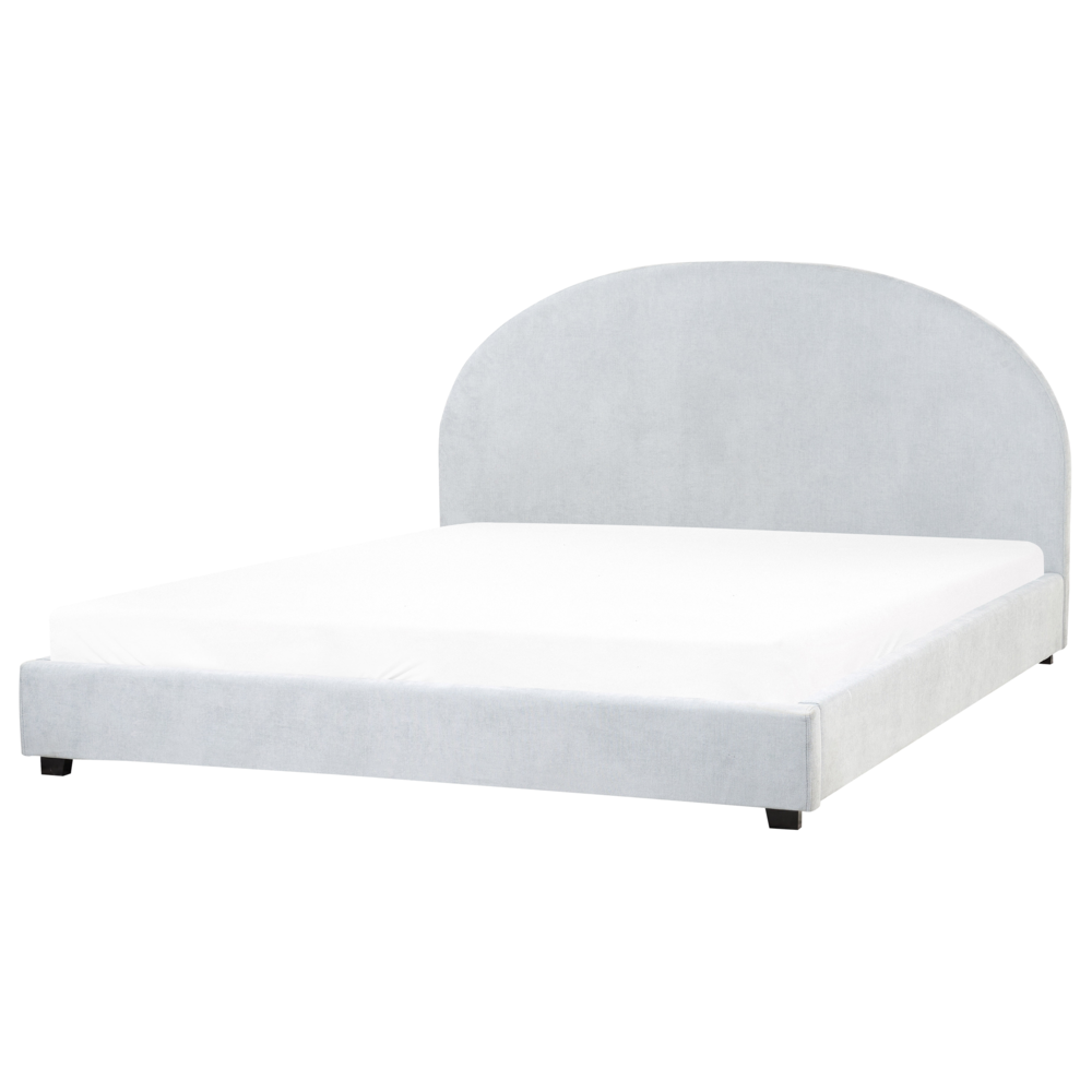 Letto matrimoniale in tessuto azzurro 180 x 200 stile retrò minimalista