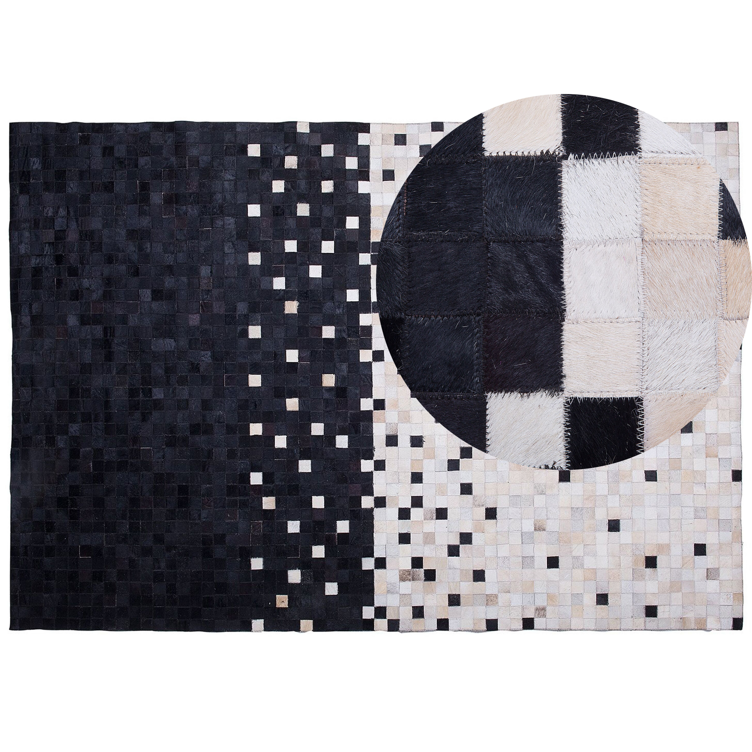 Vloerkleed patchwork zwart/beige 160 x 230 cm ERFELEK