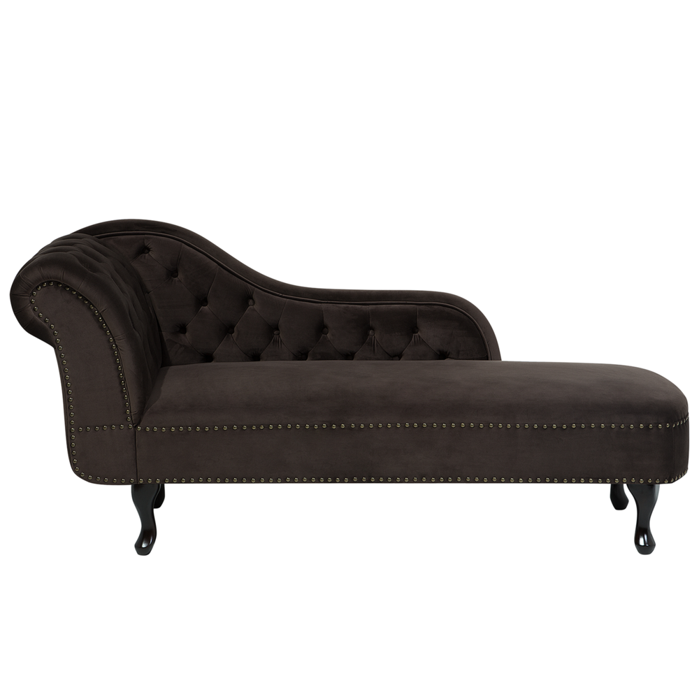 Image of Chaise longue Marrone Velluto versione sinistra Abbottonata versione sinistra