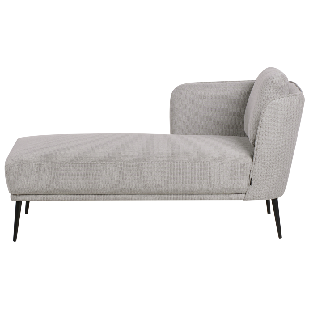 Chaise longue con cuscino in tessuto grigio lato destro stile retrò