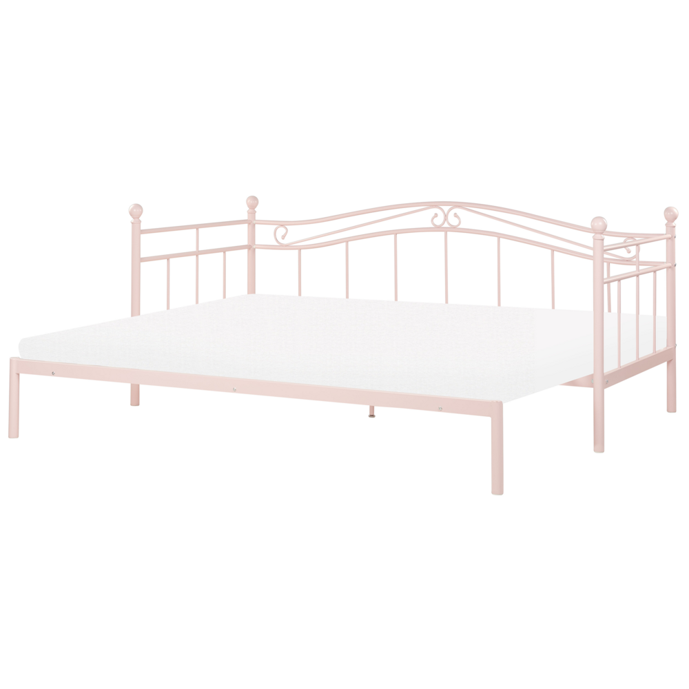 Letto metallo rosa pastello allungabile con rete a doghe classico 90 - 180 x 200 cm camera da letto classica tradizionale