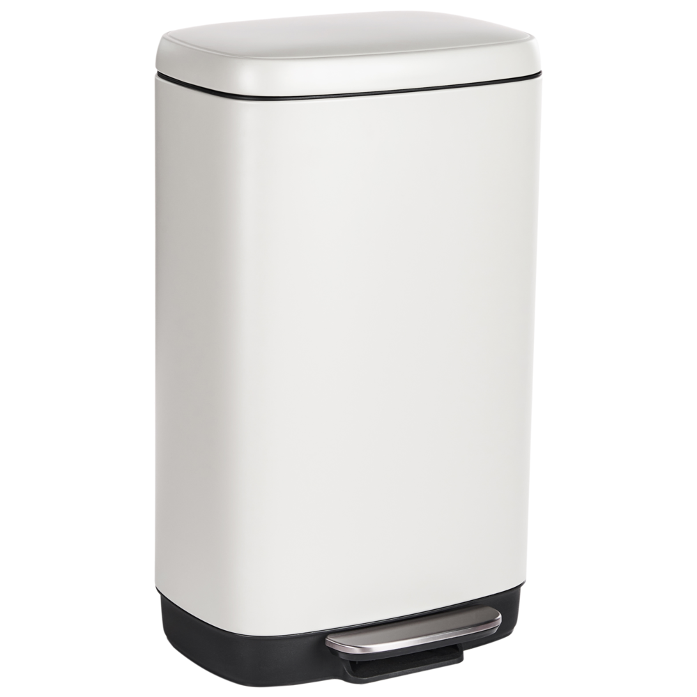 Cestino per rifiuti con pedale e coperchio Ferro Materiale sintetico Bianco Cucina moderna