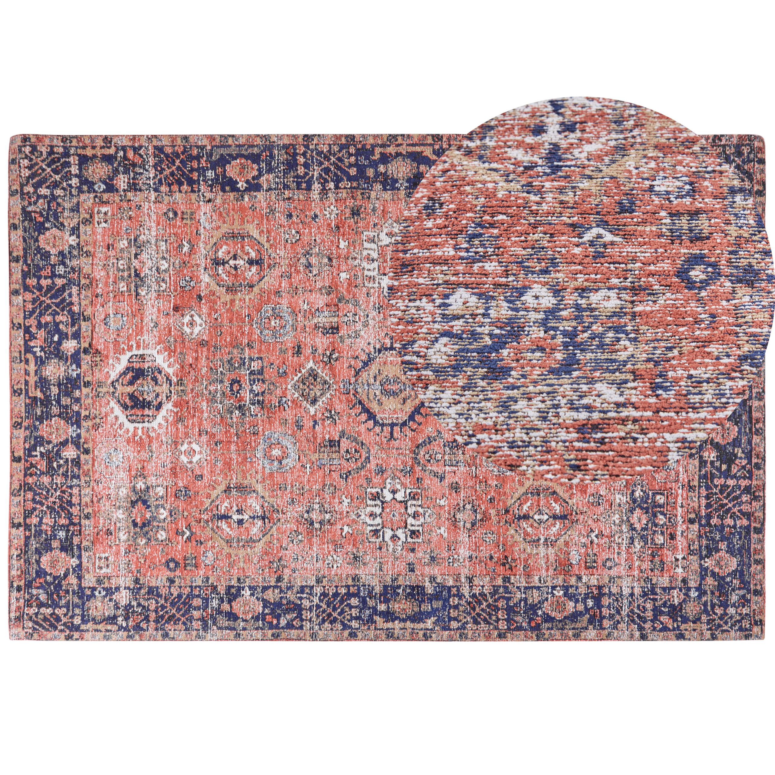 Vloerkleed katoen rood/blauw 200 x 300 cm KURIN