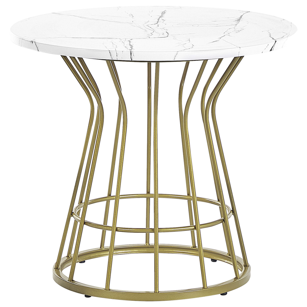 Image of Tavolino Base in Metallo Dorato Effetto Marmo Piano Open Stile Glamour
