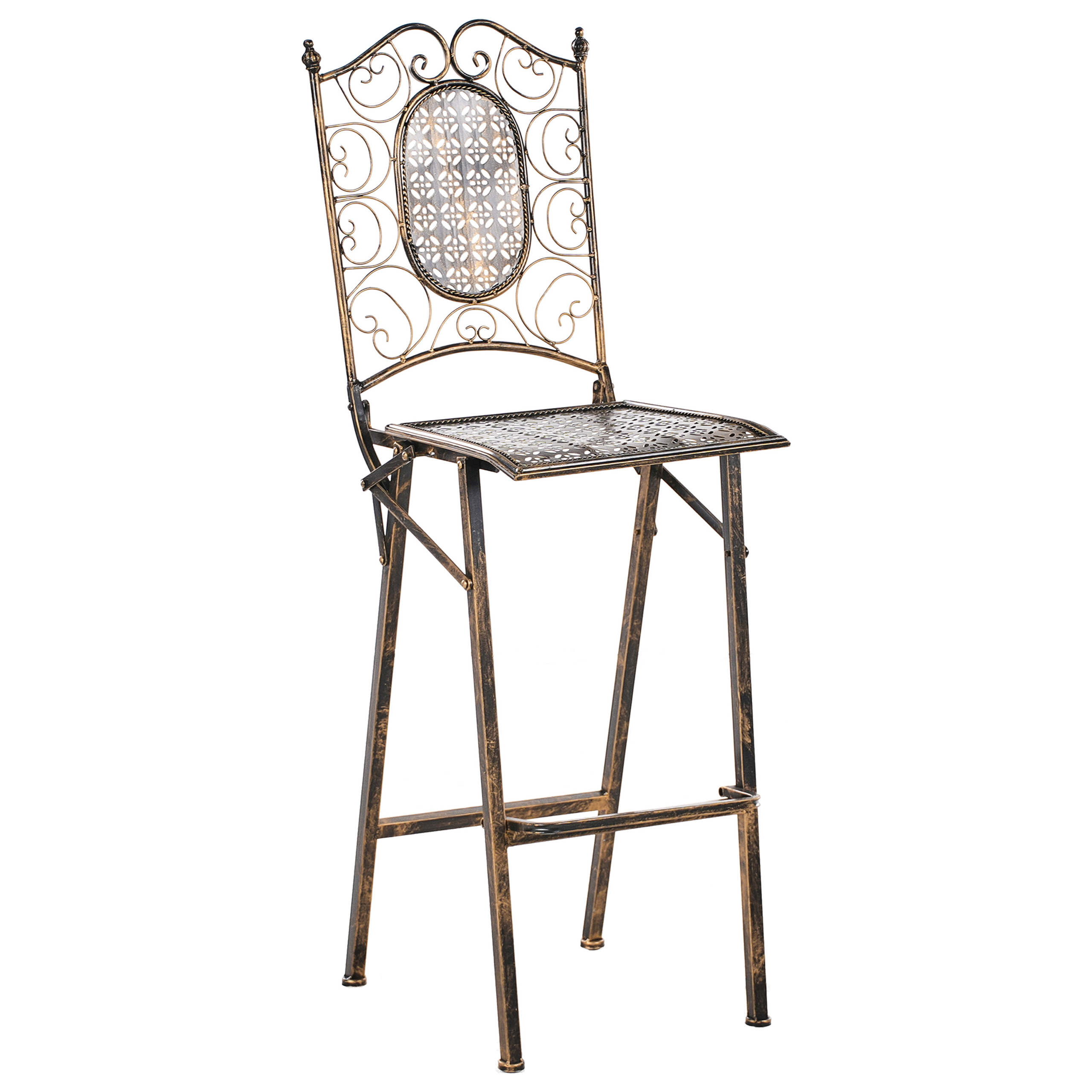 Set de 2 scaune de bar pentru exterior BORMIO Pliabil Metal Negru [4]