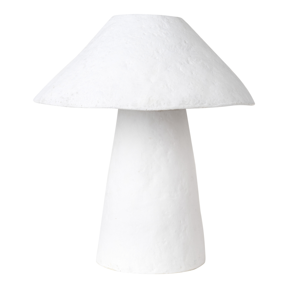 Lampada da Tavolo Bianca in Argilla e Carta Mâché Fatta a Mano Lampada da Comodino.