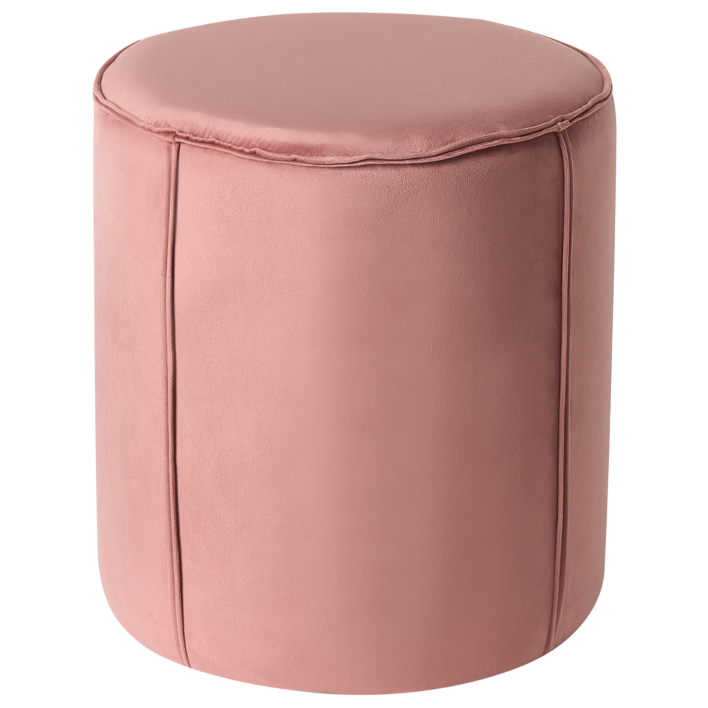 Pouf in velluto rosa rotondo 40 x 40 x 43 cm Pouf d'appoggio Tappezzeria moderna Soggiorno Camera da letto