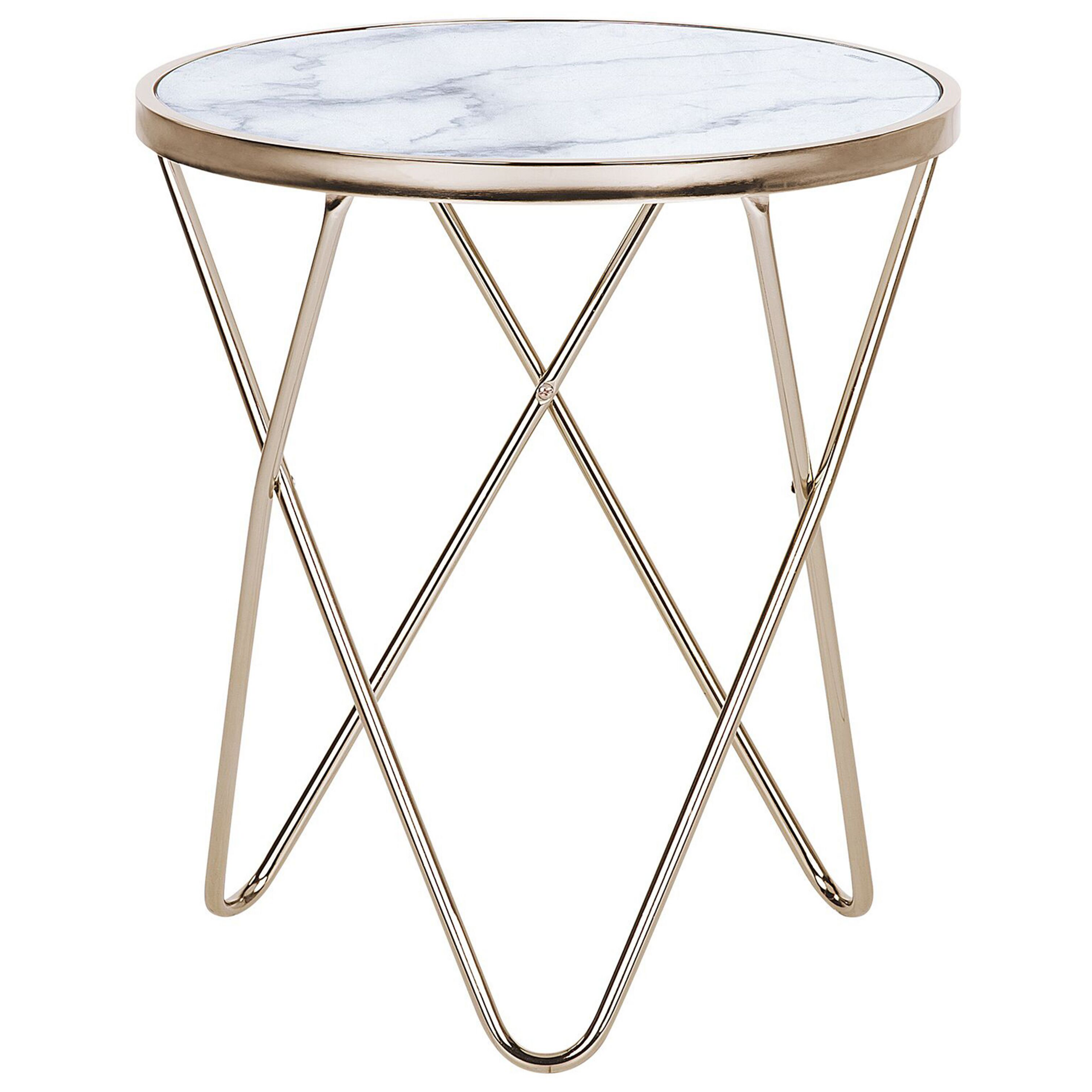 Bijzettafel marmerlook wit/goud MERIDIAN II