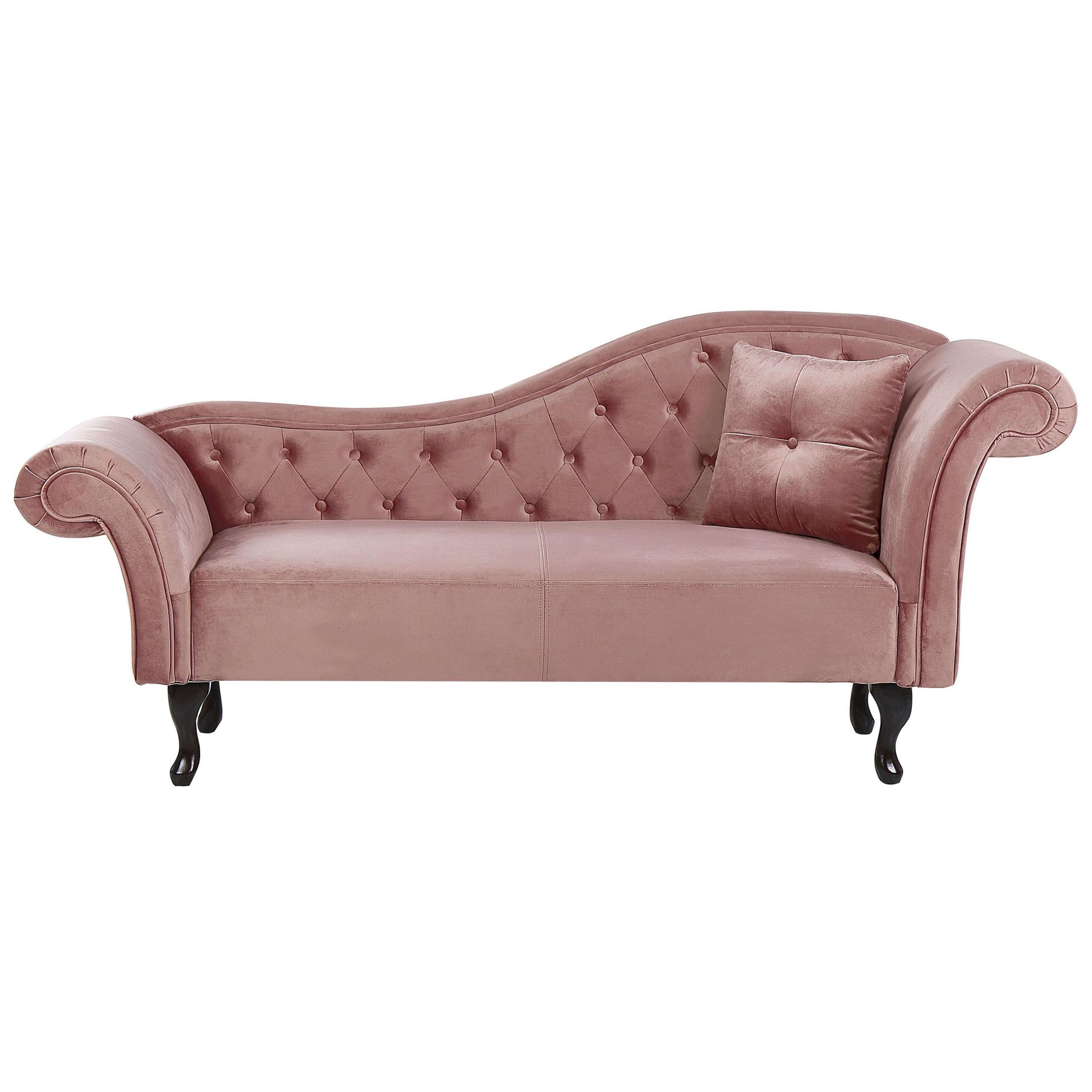 Chaise longue fluweel roze rechtszijdig LATTES