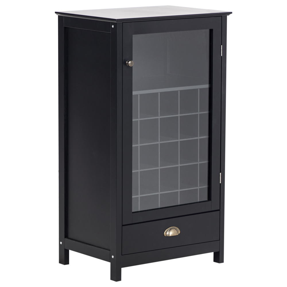 Credenza in MDF nero con ripiani in vetro Scaffale per vino Credenza in stile tradizionale Corridoio
