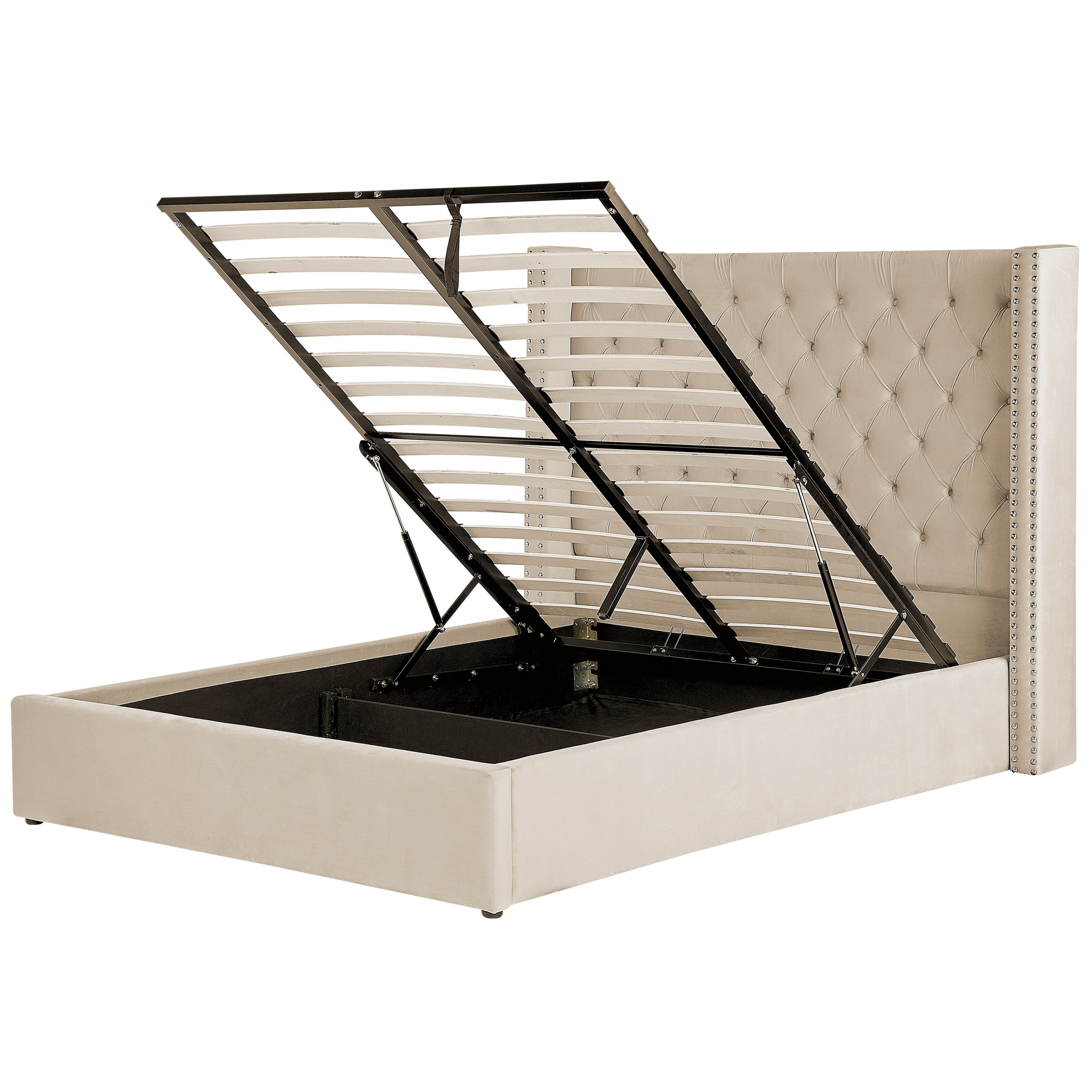 Bed met ottomaan fluweel beige 140 x 200 cm LUBBON