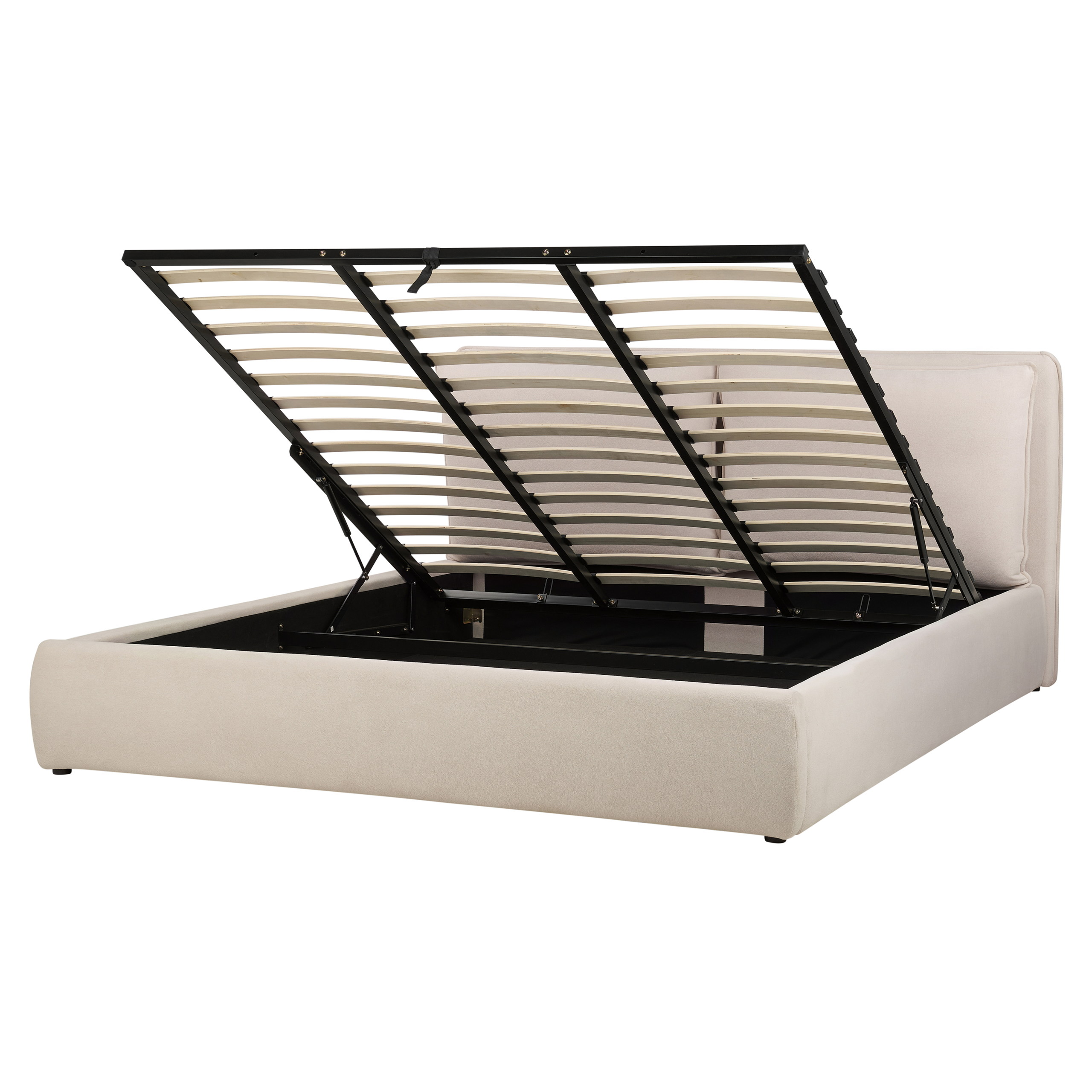 Bed met opbergruimte stof lichtbeige 180 x 200 cm BAJONNA