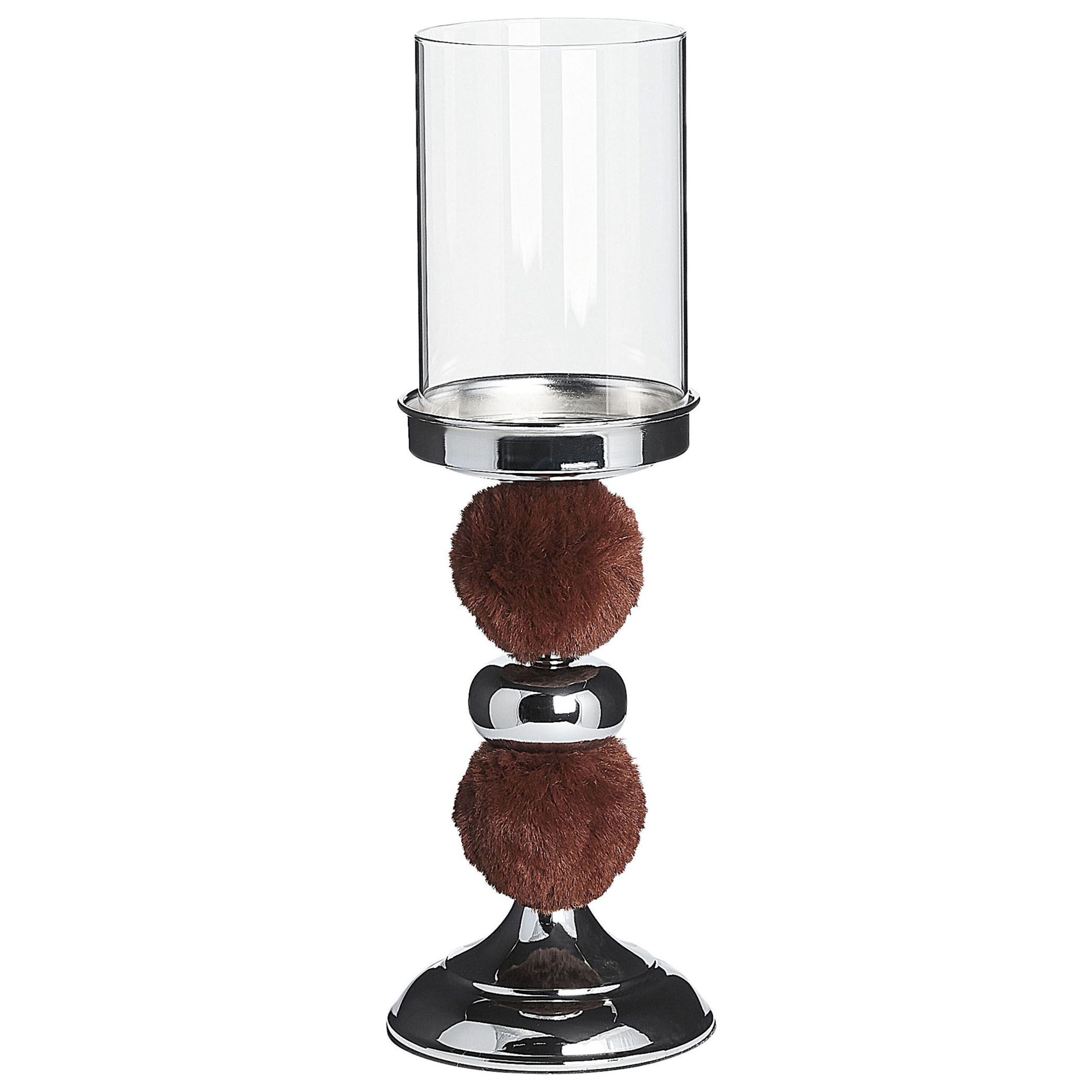 Kandelaar glas zilver/bruin PADRE