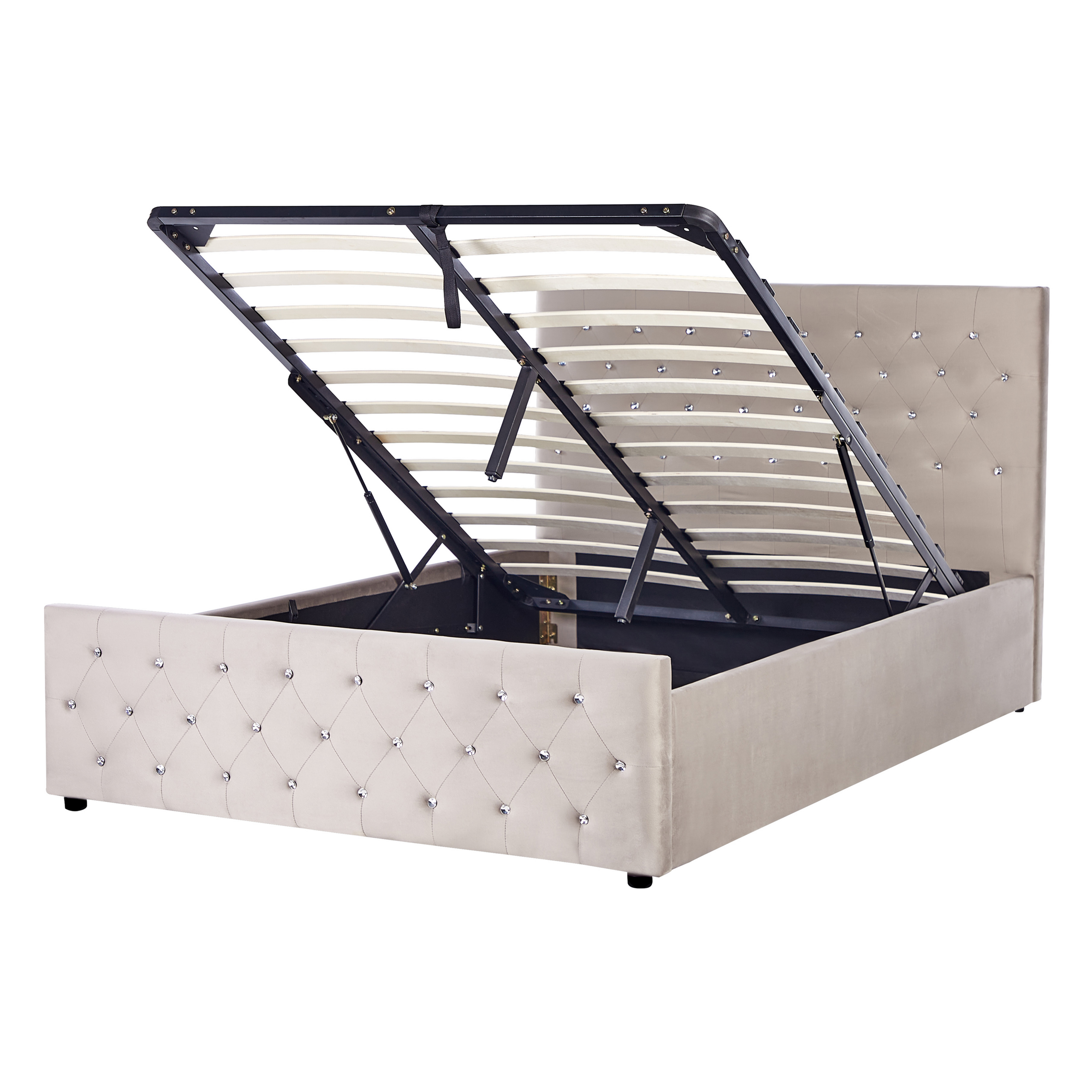 Bed met opbergruimte fluweel taupe 140 x 200 cm AMIENS