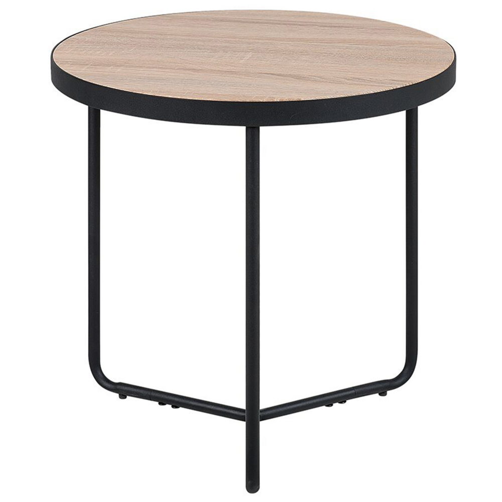 Tavolino da caffè in legno chiaro da tavolo con gambe in metallo Nero rotondo medio 50 x 50 x 50 cm mobili da soggiorno