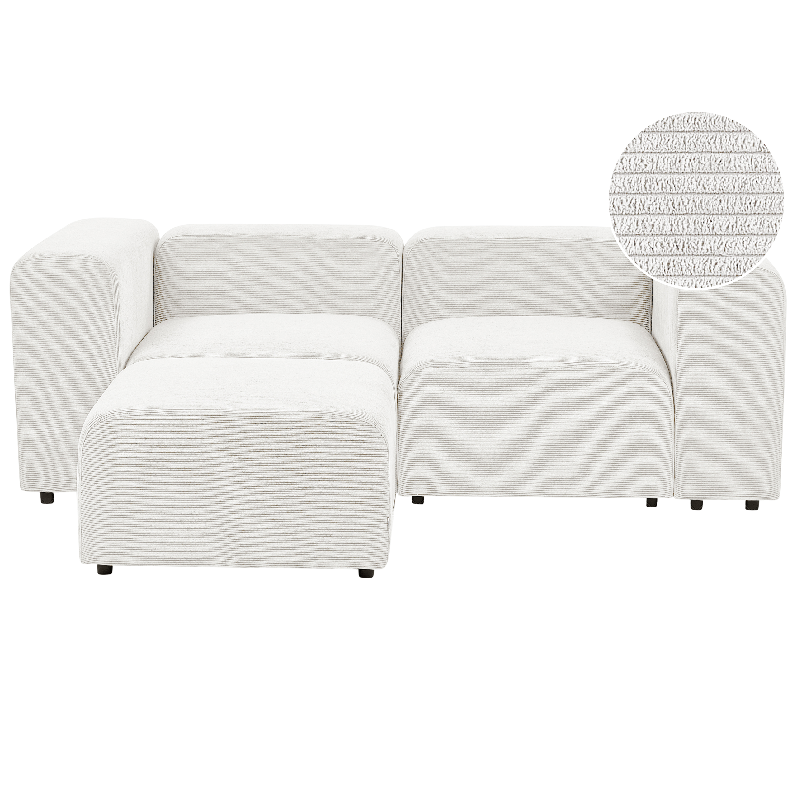 Modulaire tweezitsbank met ottomaan corduroy wit FALSTERBO