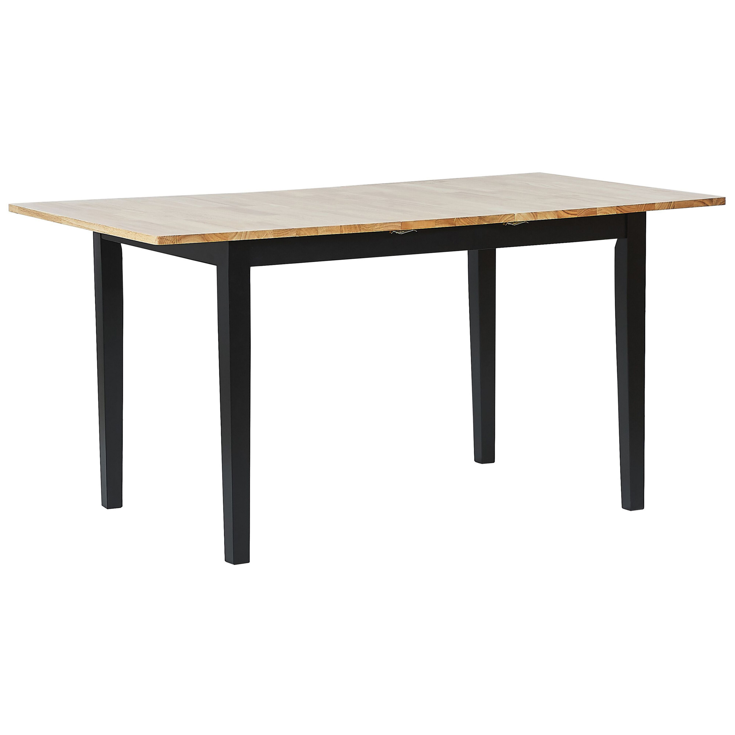 Eettafel uitschuifbaar rubberhout lichtbruin/zwart 120/150 x 80 cm HOUSTON