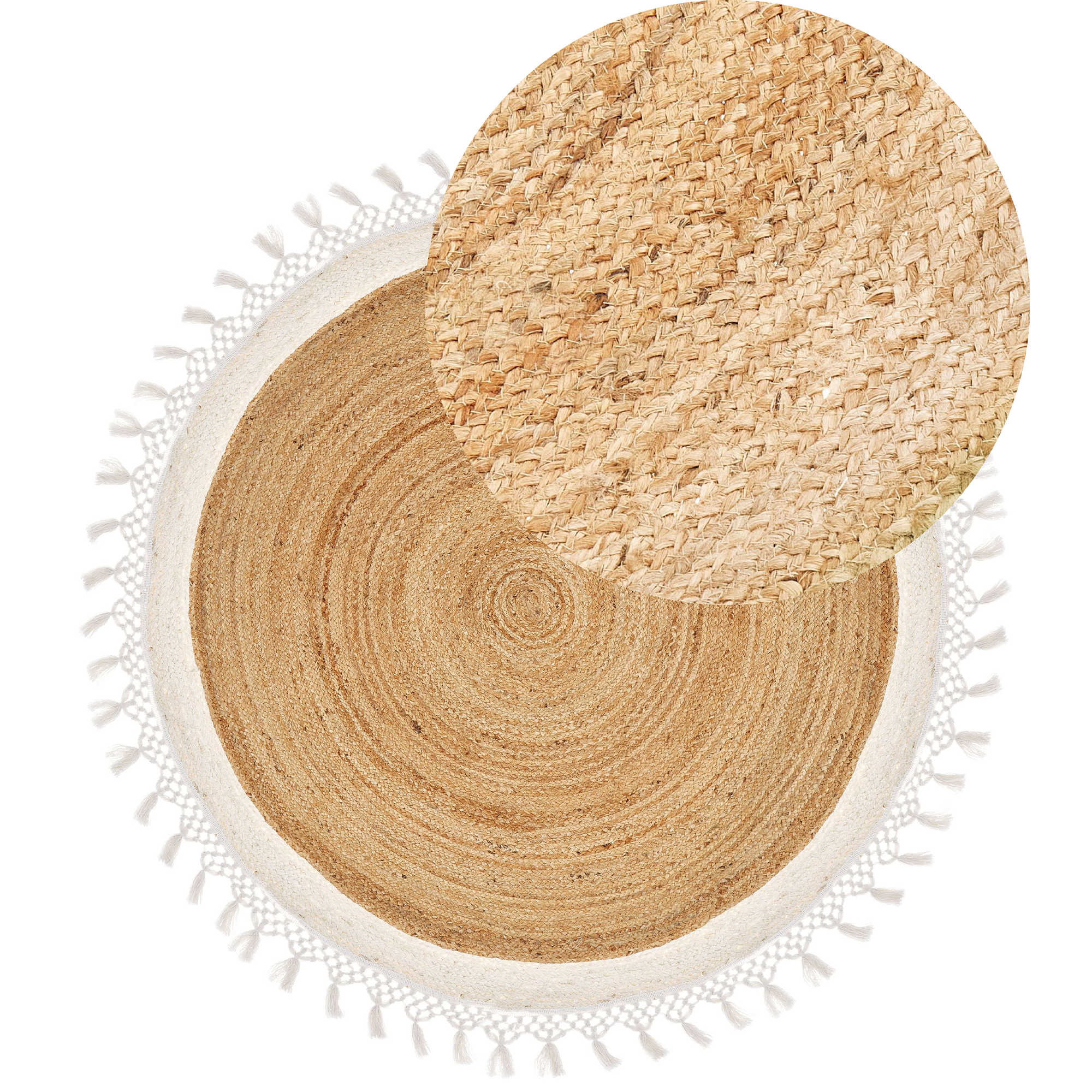 Vloerkleed jute beige/wit ⌀ 140 cm MARTS