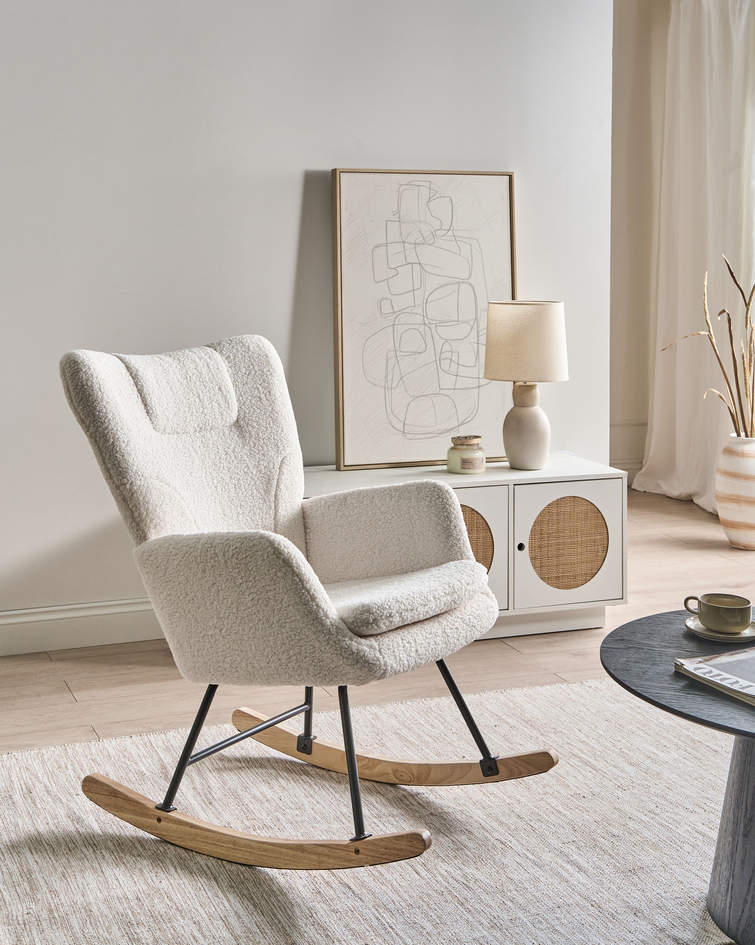 Fotoliu de relaxare - Balansoar SANDVE Boucle Alb