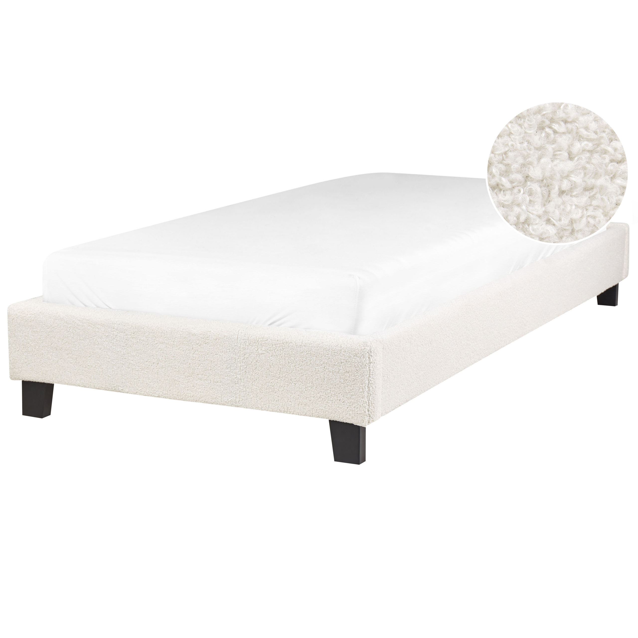 Bed bouclé crème 90 x 200 cm ROANNE