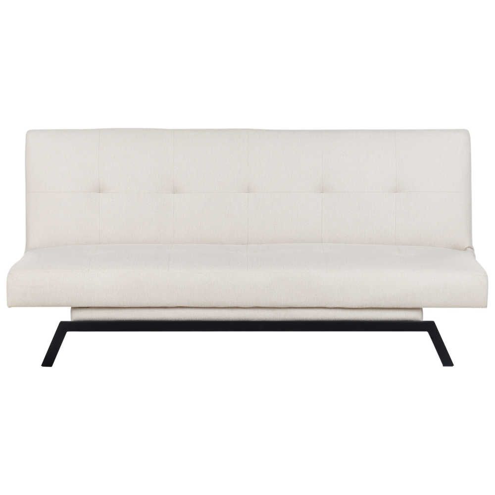 Image of Divano Letto Rivestimento Tessuto Bianco Sporco o Patchwork Multicolore 3 Posti Meccanismo Click Clack