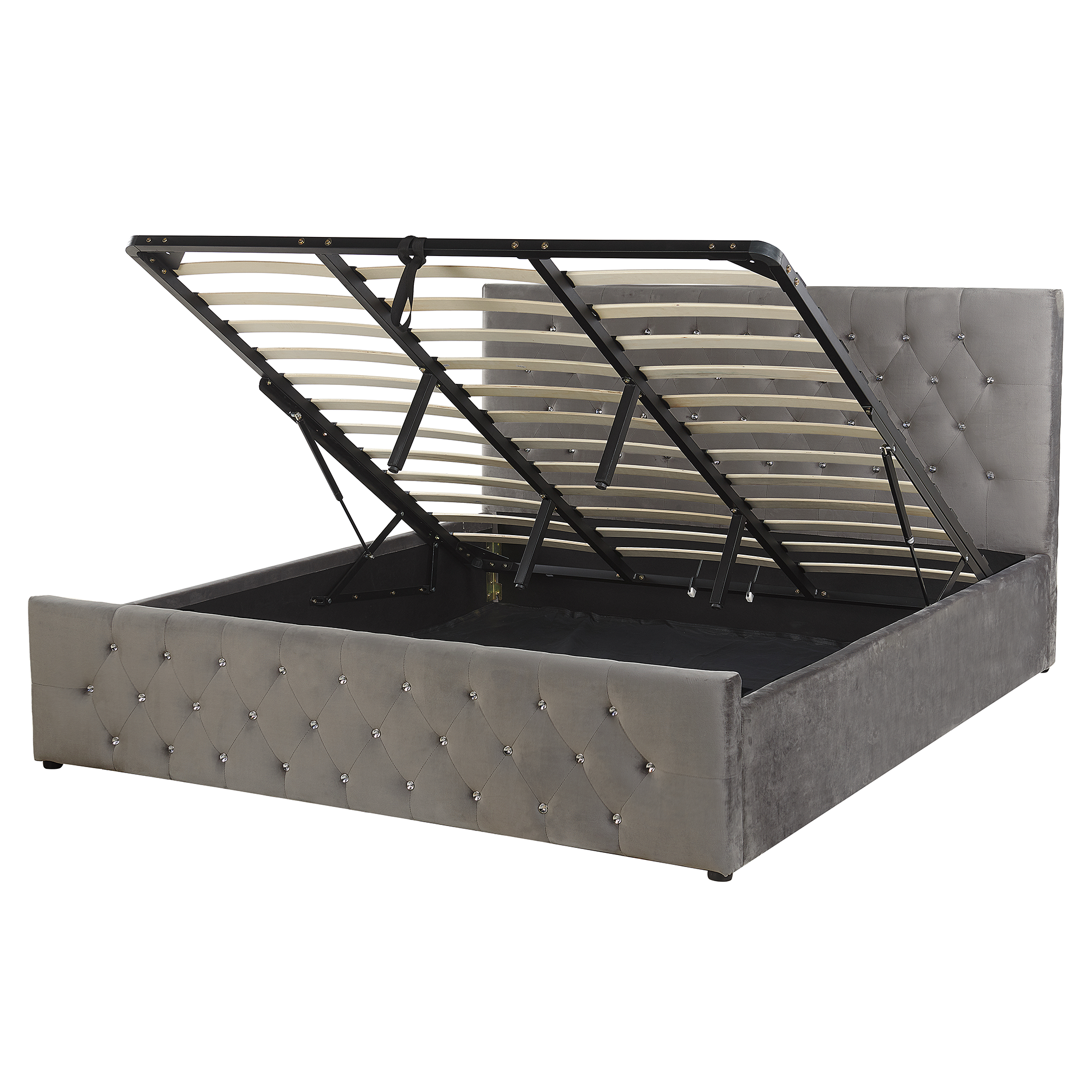 Bed met opbergruimte fluweel grijs 180 x 200 cm AMIENS