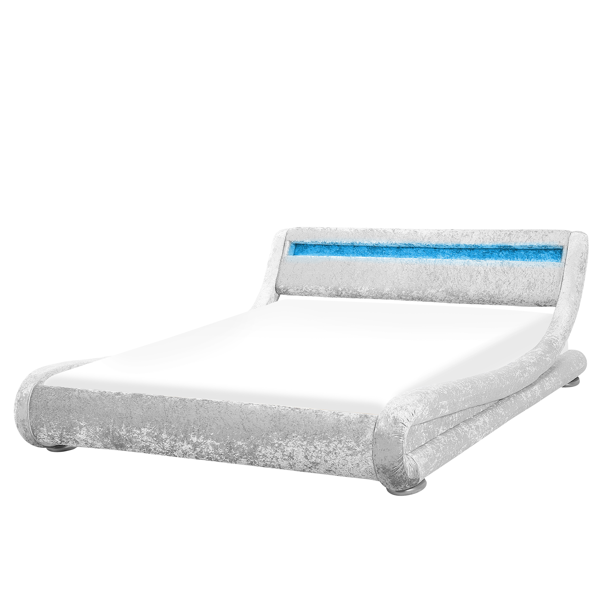 Waterbed fluweel zilver 180 x 200 cm met LED-verlichting AVIGNON