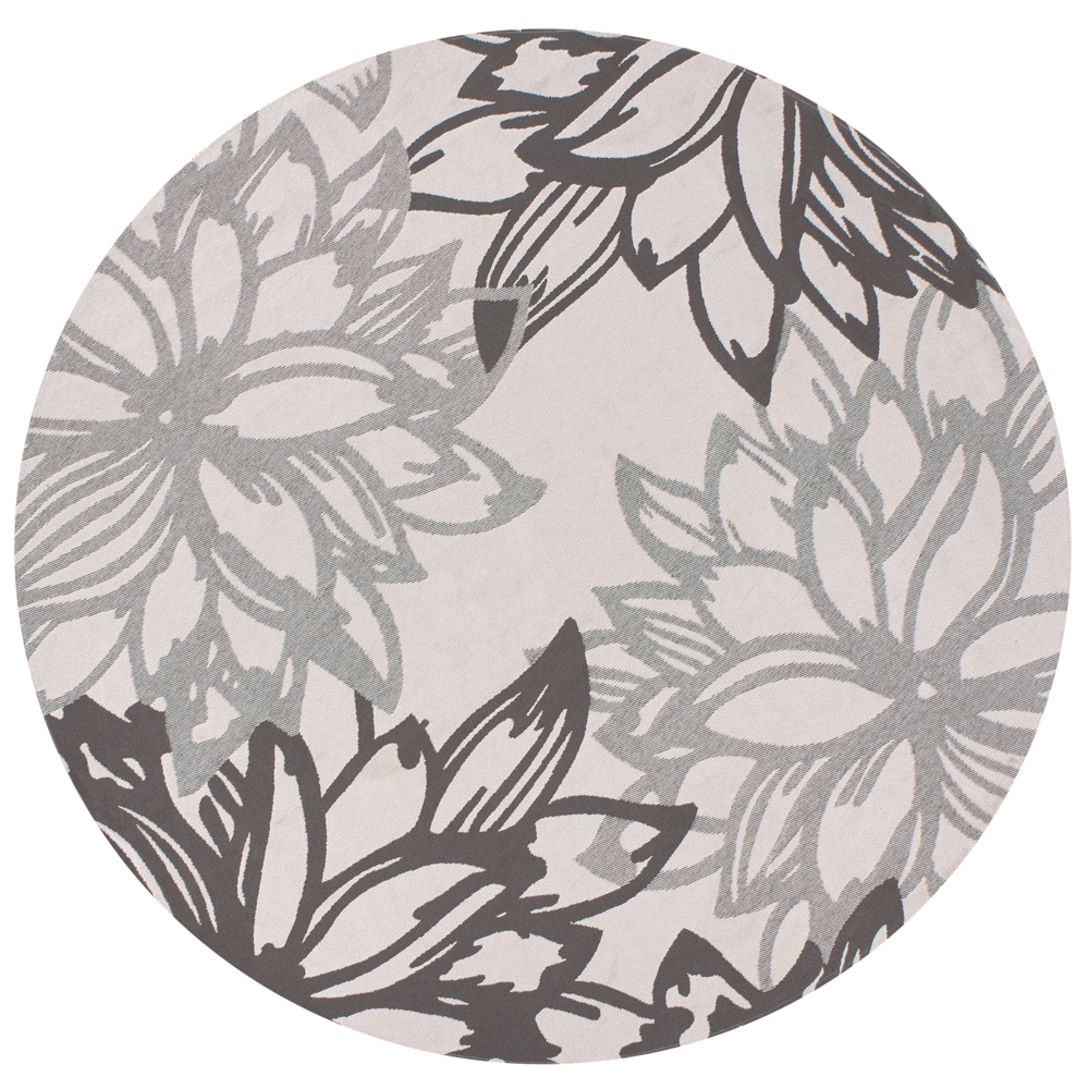Tappeto rotondo moderno per interni e per esterni con motivo floreale 120 cm Grigio moderno balcone patio