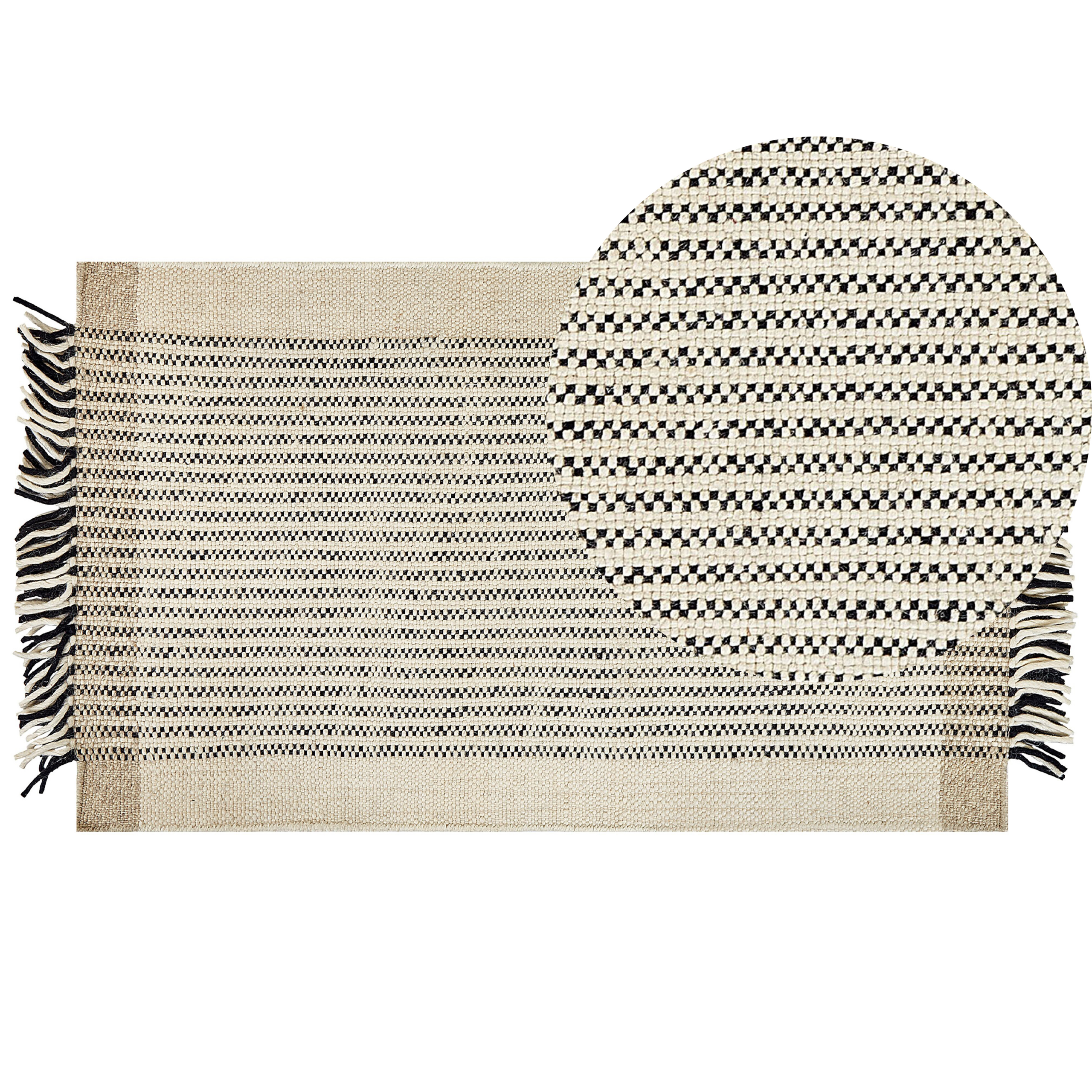 Vloerkleed wol beige/zwart 80 x 150 cm DIVARLI