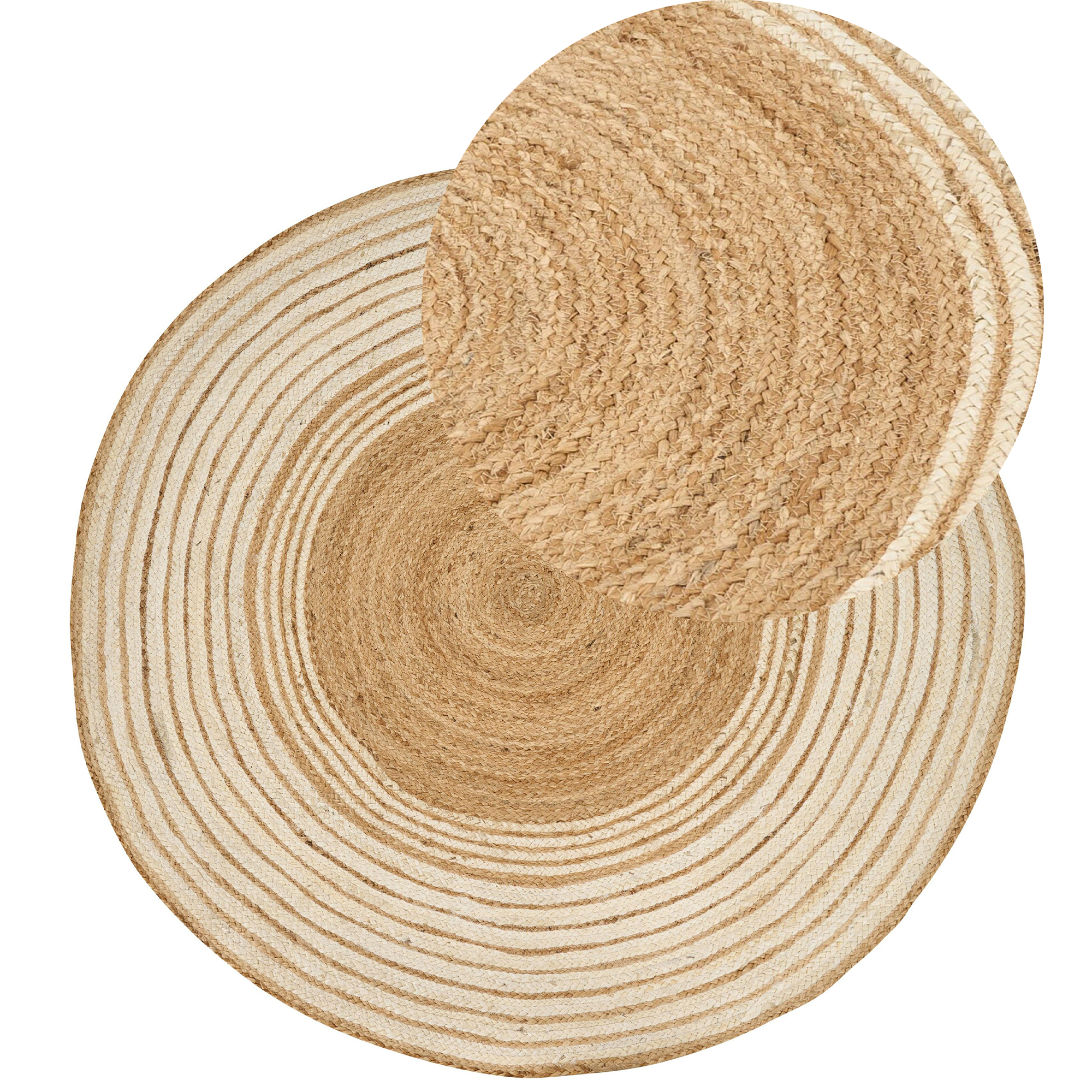 Vloerkleed jute beige/wit ø 140 cm MELEKLI