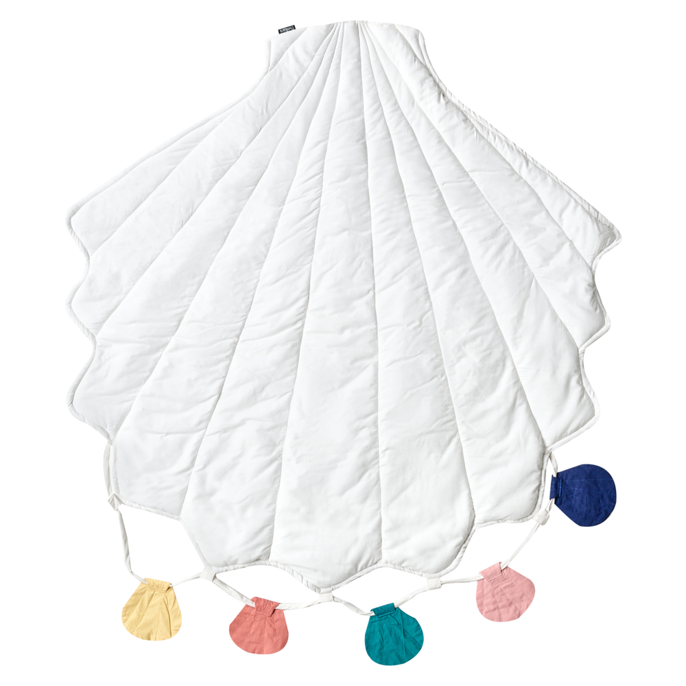 Tappeto da gioco per bambini in cotone bianco a forma di conchiglia trapuntato 110 x 110 cm Accessori per la cameretta dei bambini