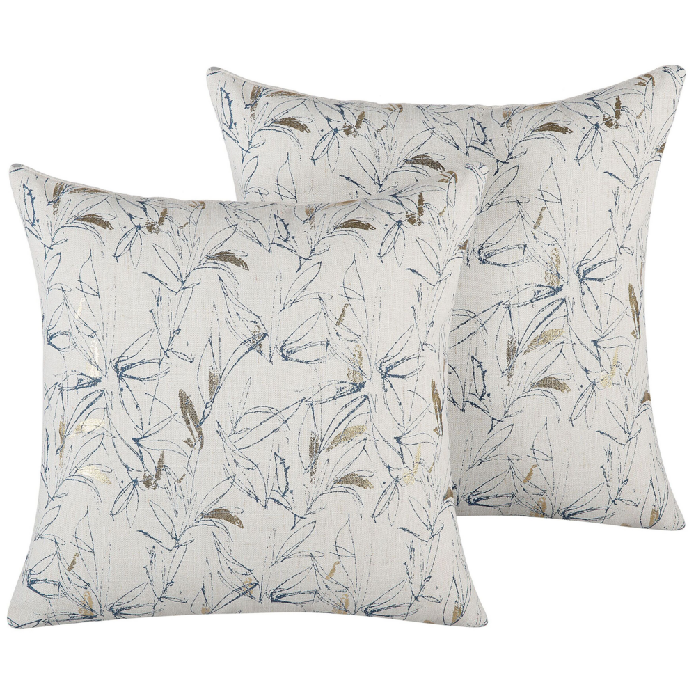 Image of Set di 2 cuscini decorativi Beige motivo floreale 45 x 45 cm Motivo floreale Accessori arrossoo retrò
