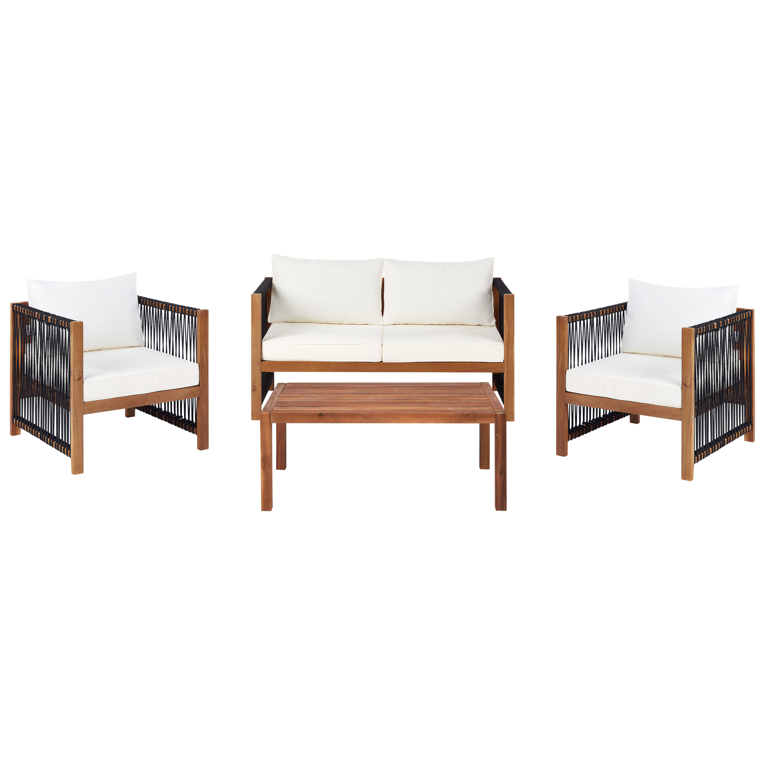 Loungeset Acaciahout Zwart ANTRIA