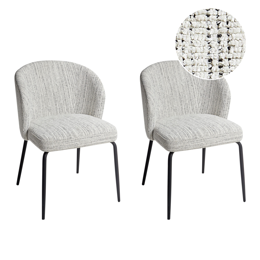 Set di 2 Sedie da Pranzo in Tessuto bianco e nero eleganti design moderno