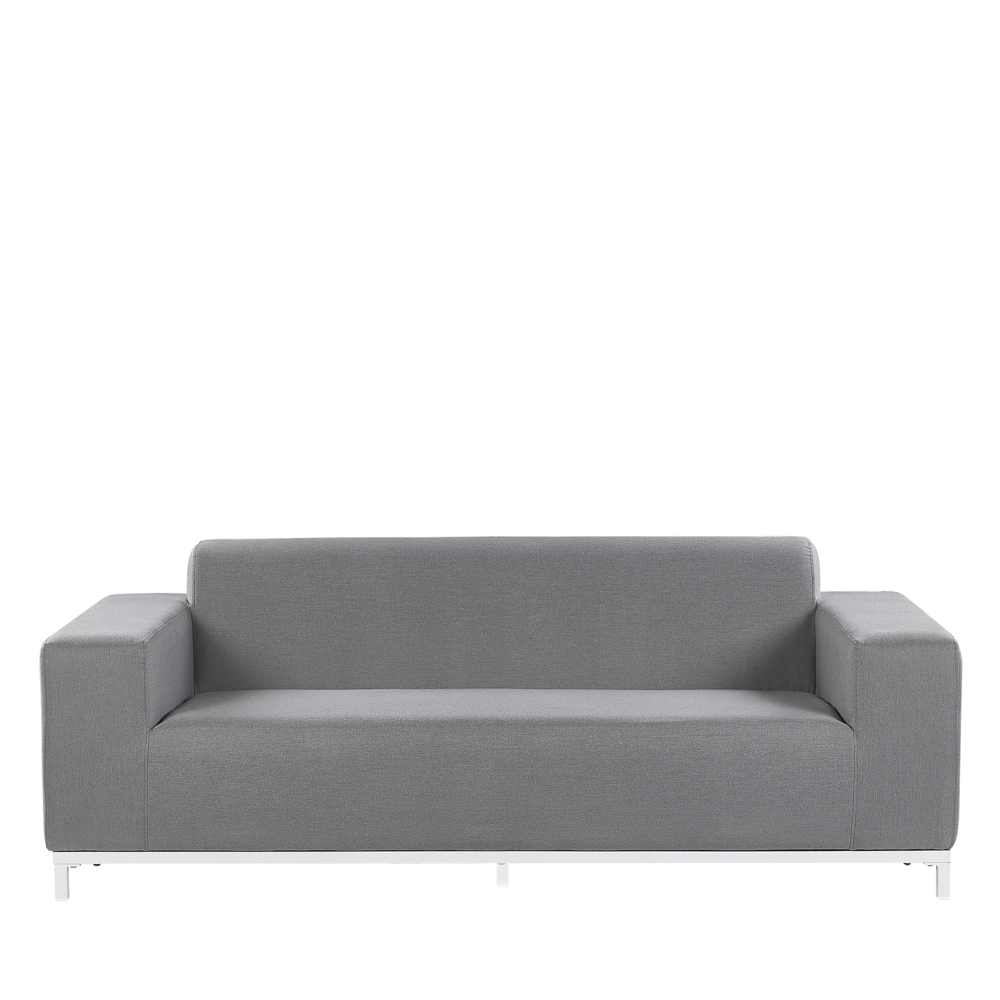 Image of Divano da giardino Rivestimento in tessuto grigio Gambe in alluminio bianco Mobili da esterno per interni Resistente alle intemperie