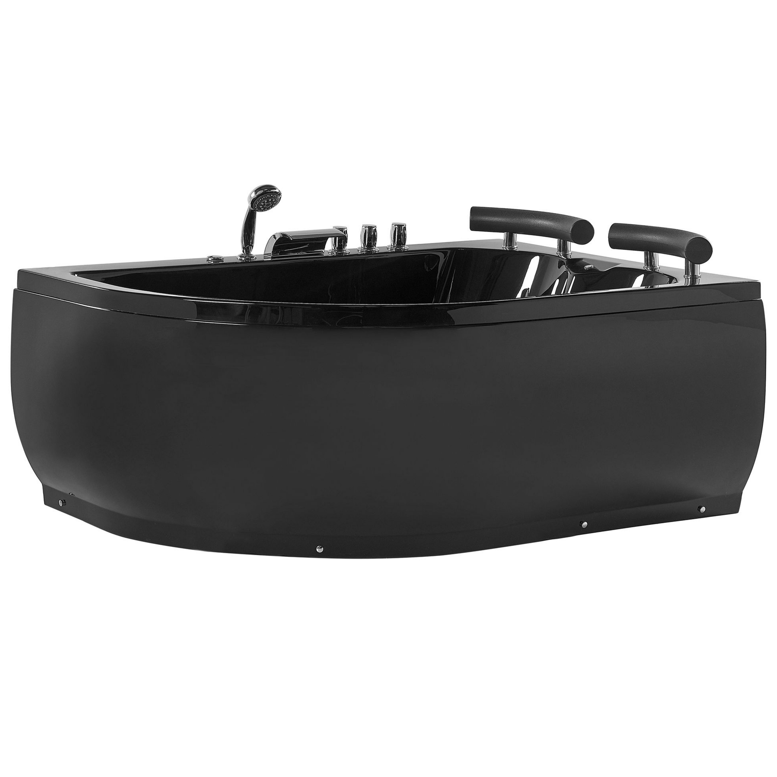 Hoekbad whirlpool LED zwart 158 x 113 cm linkszijdig PARADISO