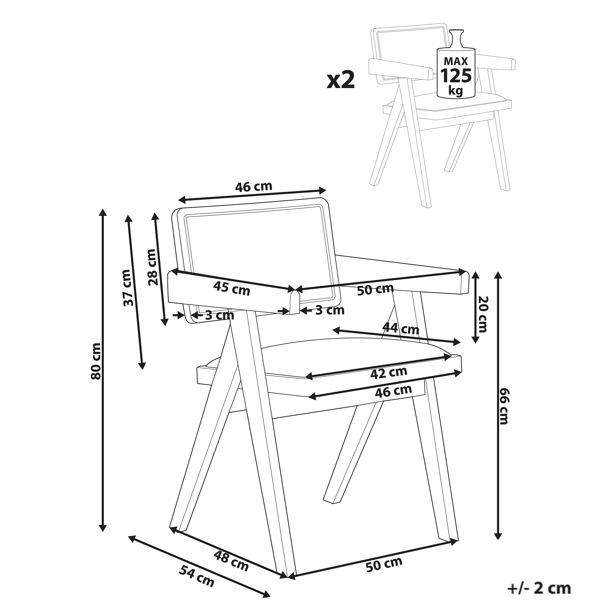 CARMODY dining chair set of 2 Wood Light brown [3]