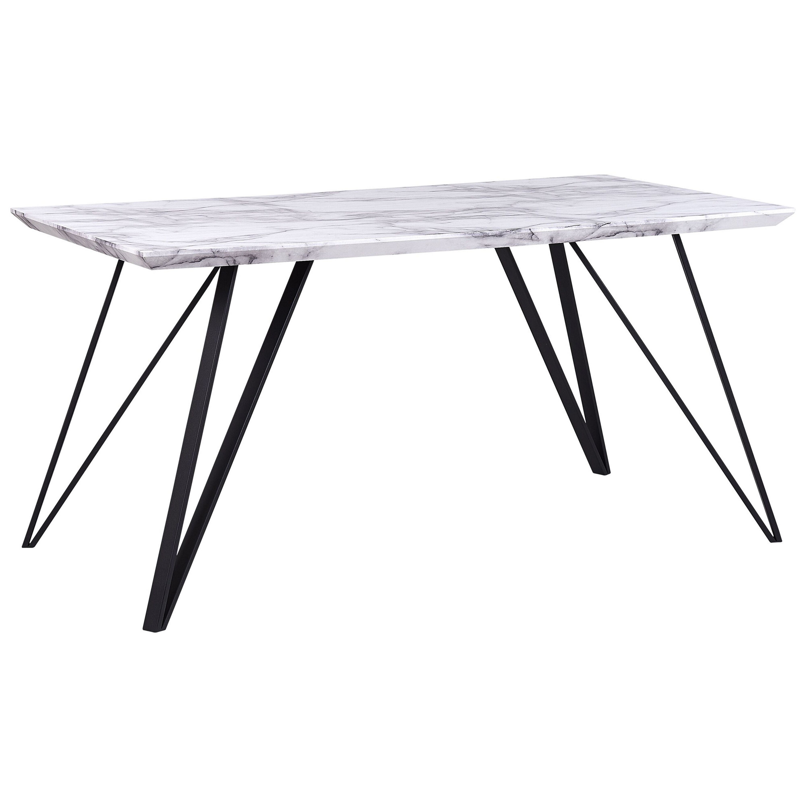 Eettafel MDF marmerlook wit/zwart 150 x 80 cm MOLDEN