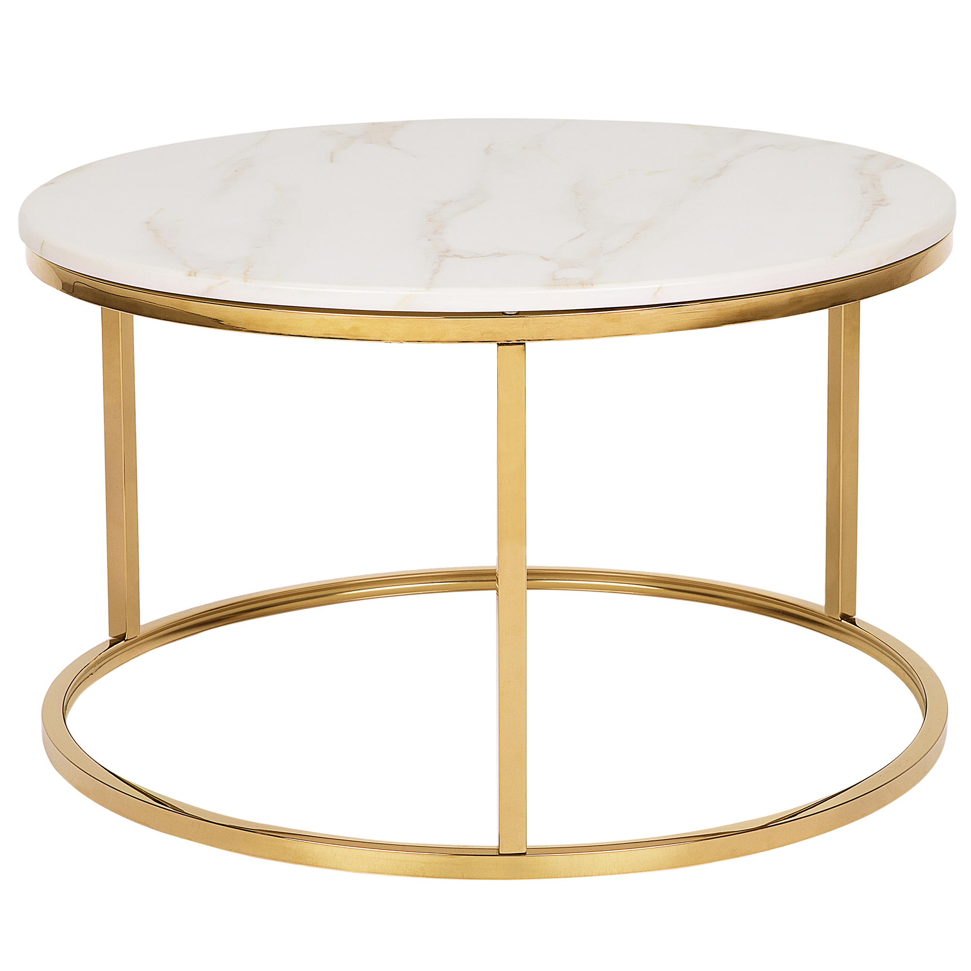 Beliani - Mesa de centro efeito de mármore creme com dourado CORAL