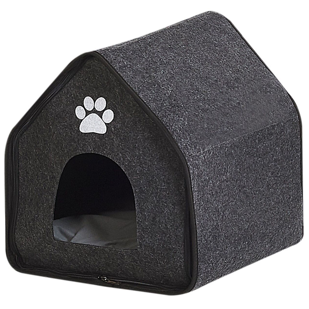 Image of Cuccia per cani in feltro grigio 40 x 40 cm Cuccia per animali con cuscino