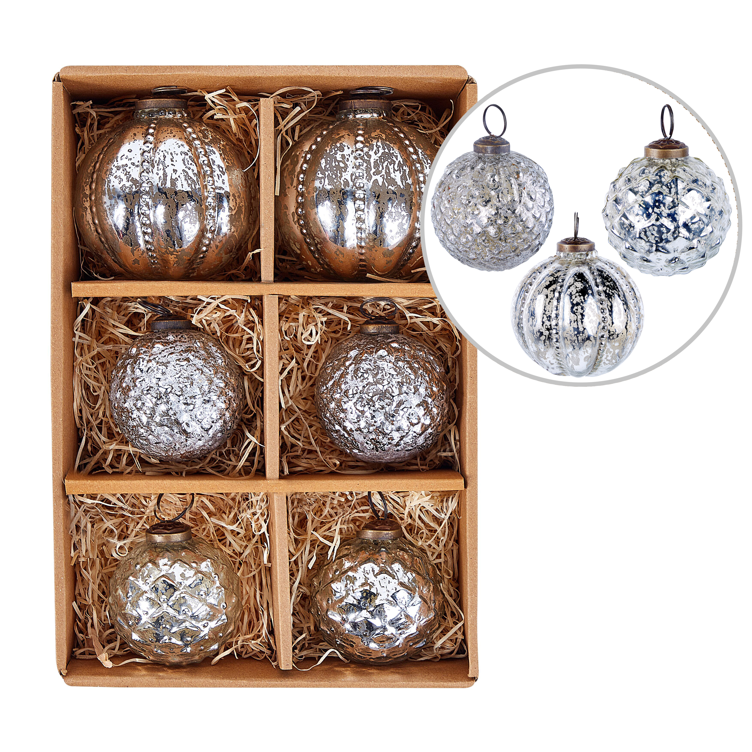 Kerstballen Set van 6 Zilver ARGENTIN