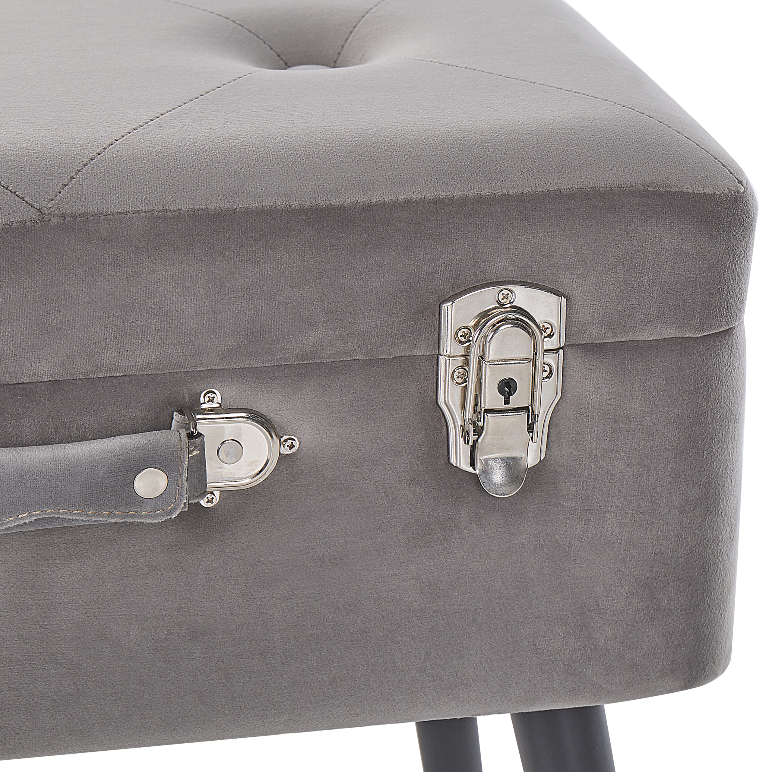 Taburet cu depozitare MALLARD Catifea Gri [7]